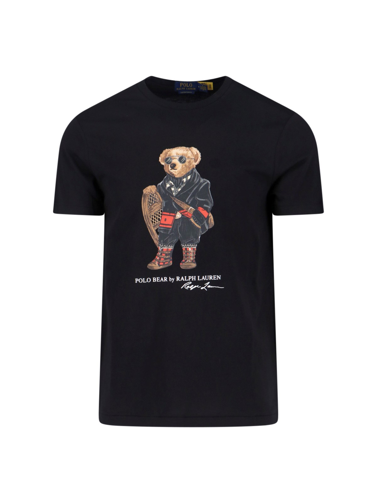 Polo Ralph Lauren Mens Fa25 Black Holiday Bear Bear-print Short-sleeve Cotton T-shirt In Black