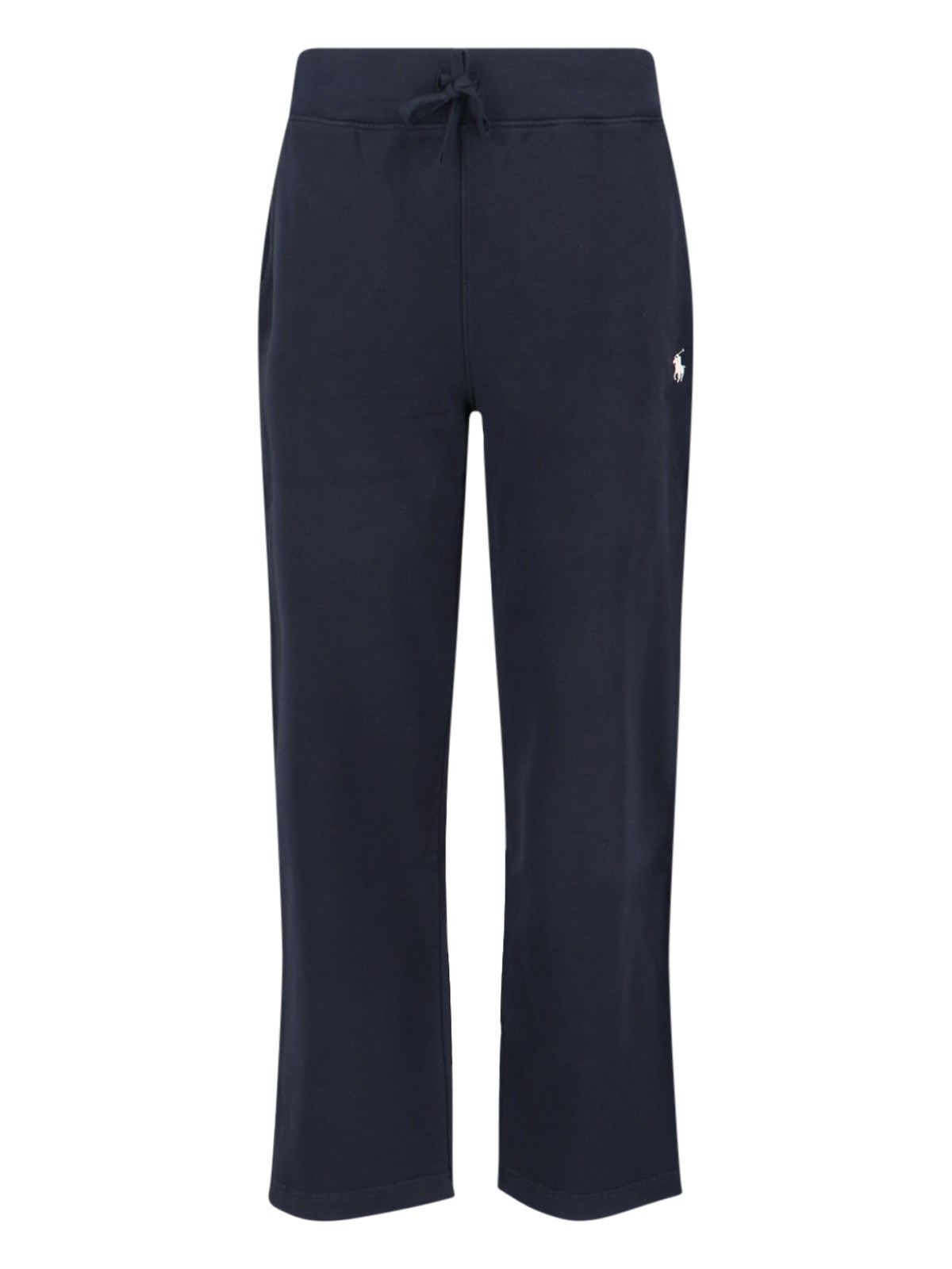 Polo Ralph Lauren Navy Cotton Sweatpants With Drawstring And Embroidered Logo In Blue