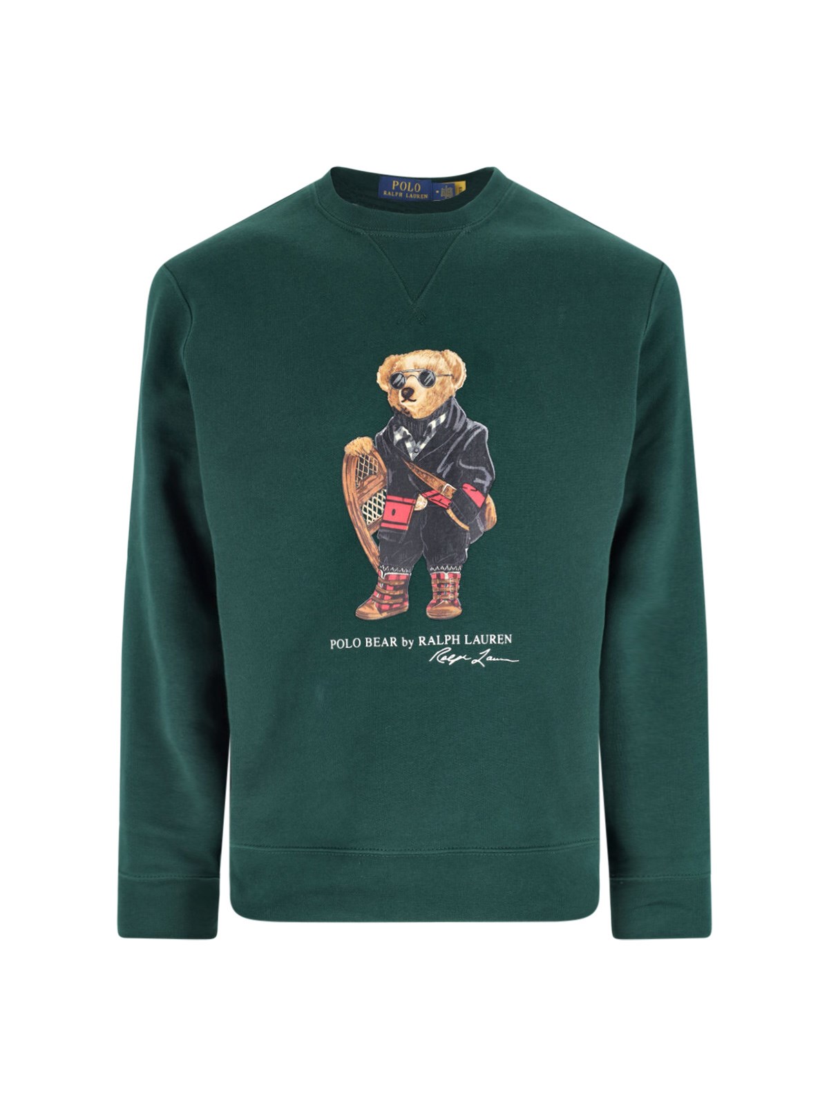 Polo Ralph Lauren Mens Fa25 Moss Holiday Bear Crewneck Bear-print Cotton-blend Sweatshirt In Green