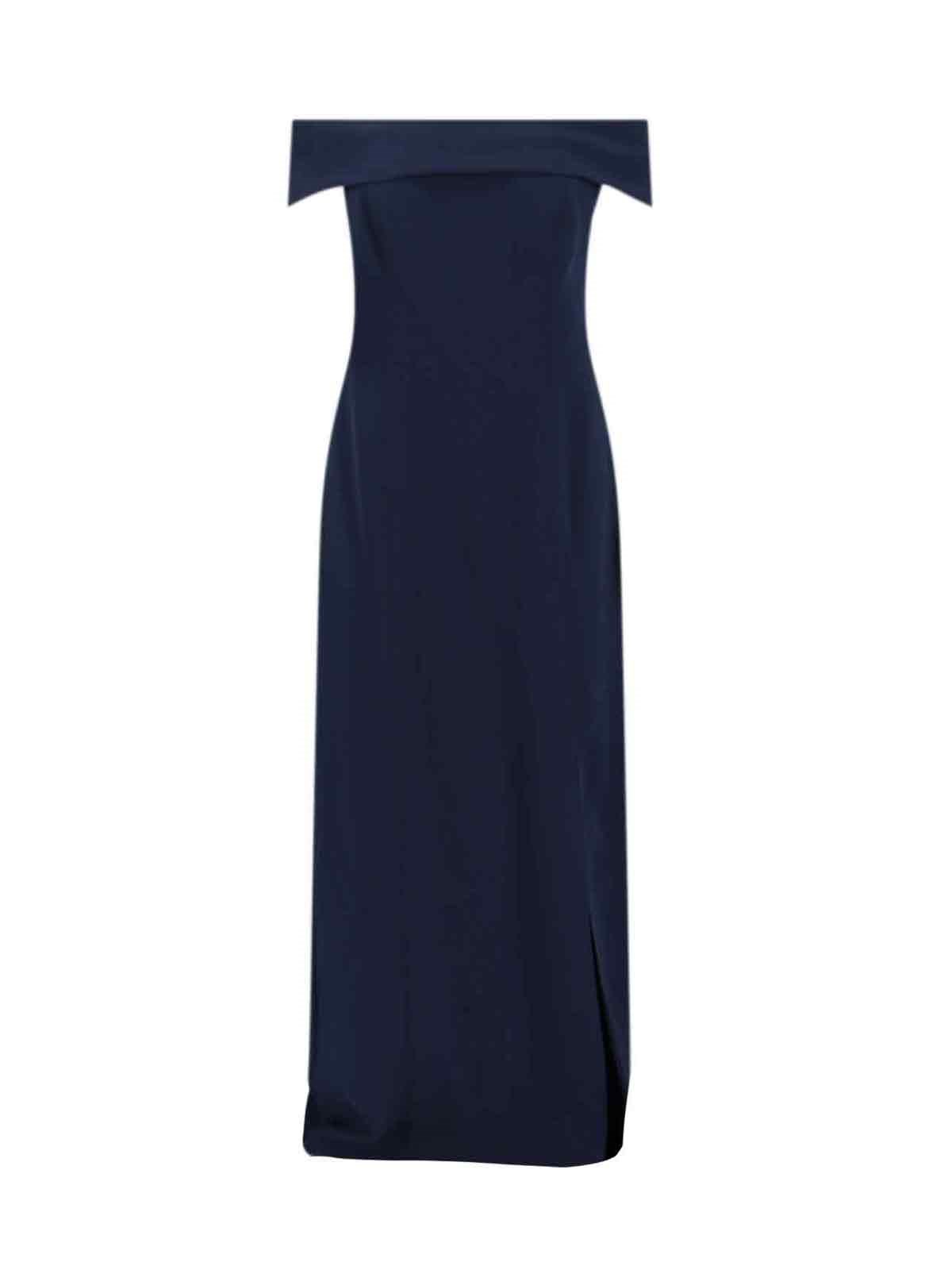 Ralph Lauren Off-shoulder Split Dress In Blue