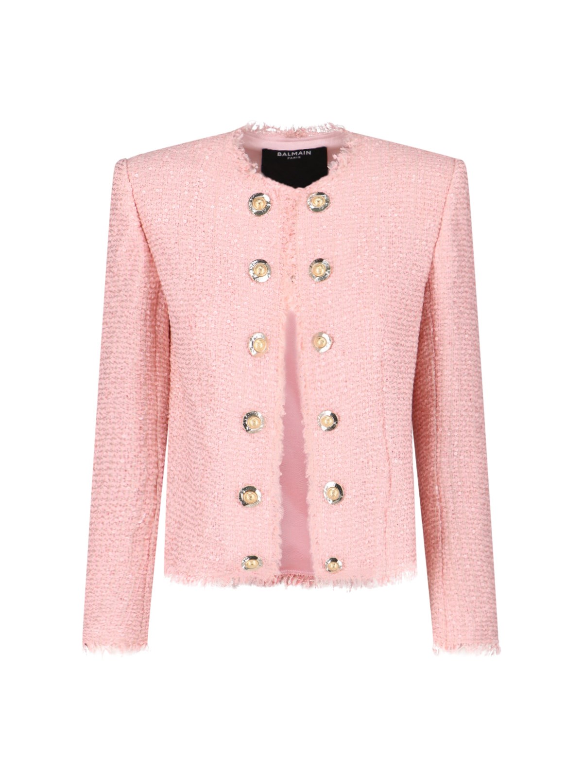 Balmain Sequin Tweed Jacket In Pink