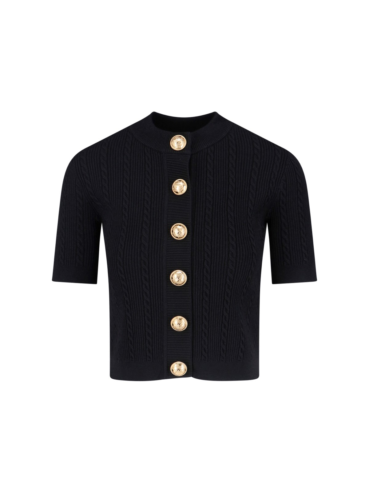 Balmain Women Ss Buttoned Torsade Knit Cardigan In Black