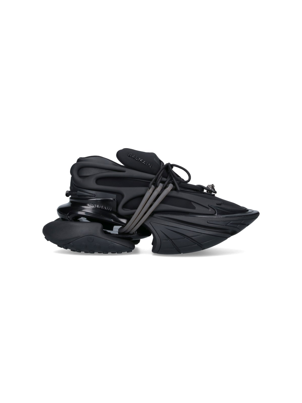 Balmain Neoprene And Leather Low-top Unicorn Sneakers In Black