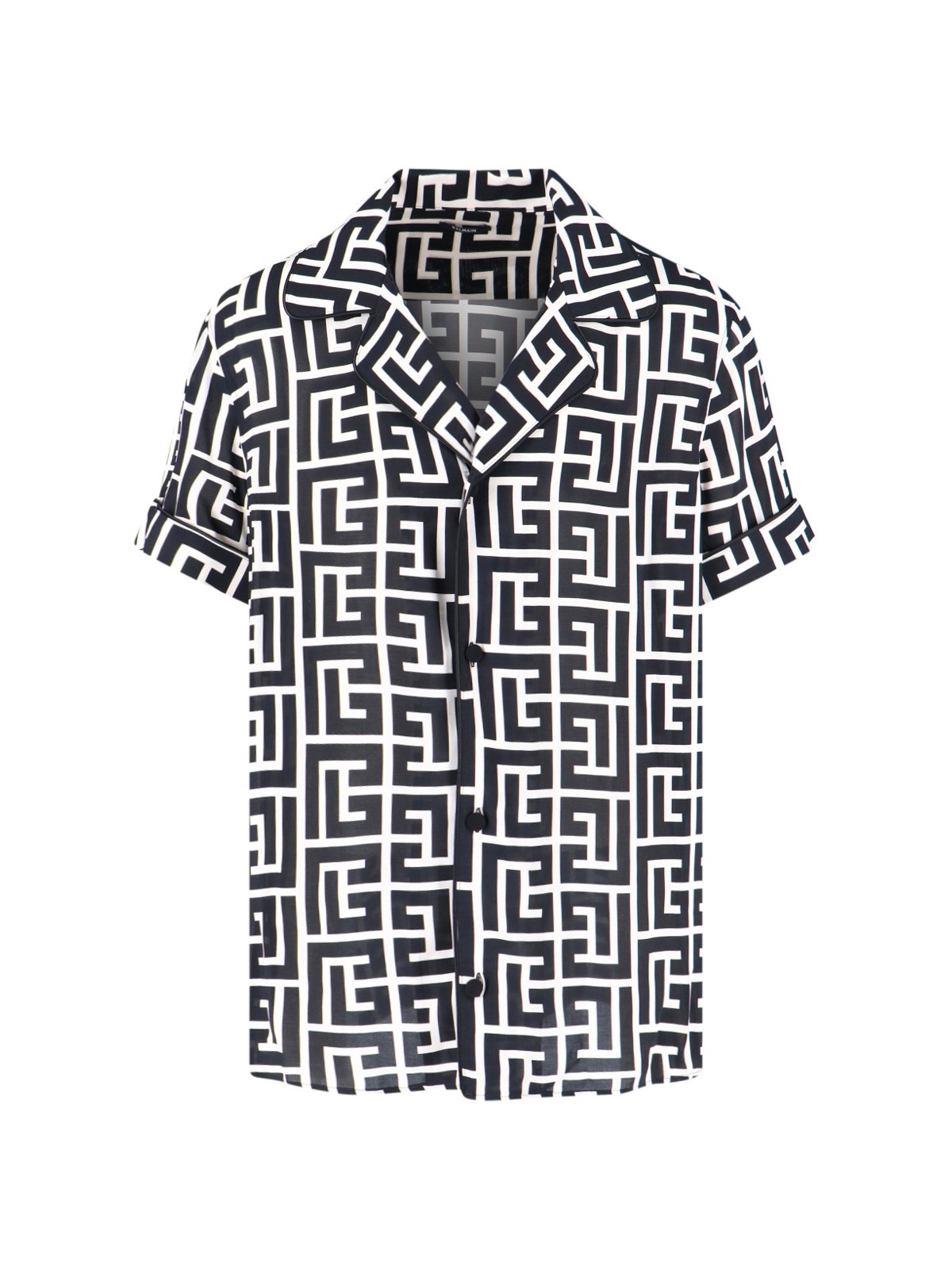 Balmain Lapel Shirt Geometric Pattern In Black