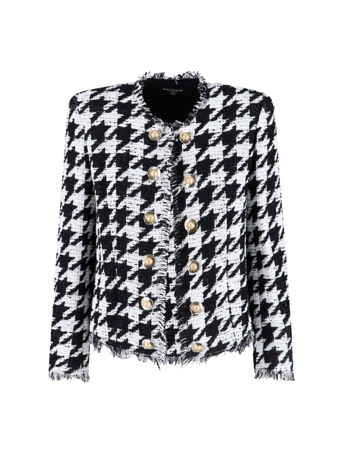 Balmain Tweed Houndstooth Jacket In Multi