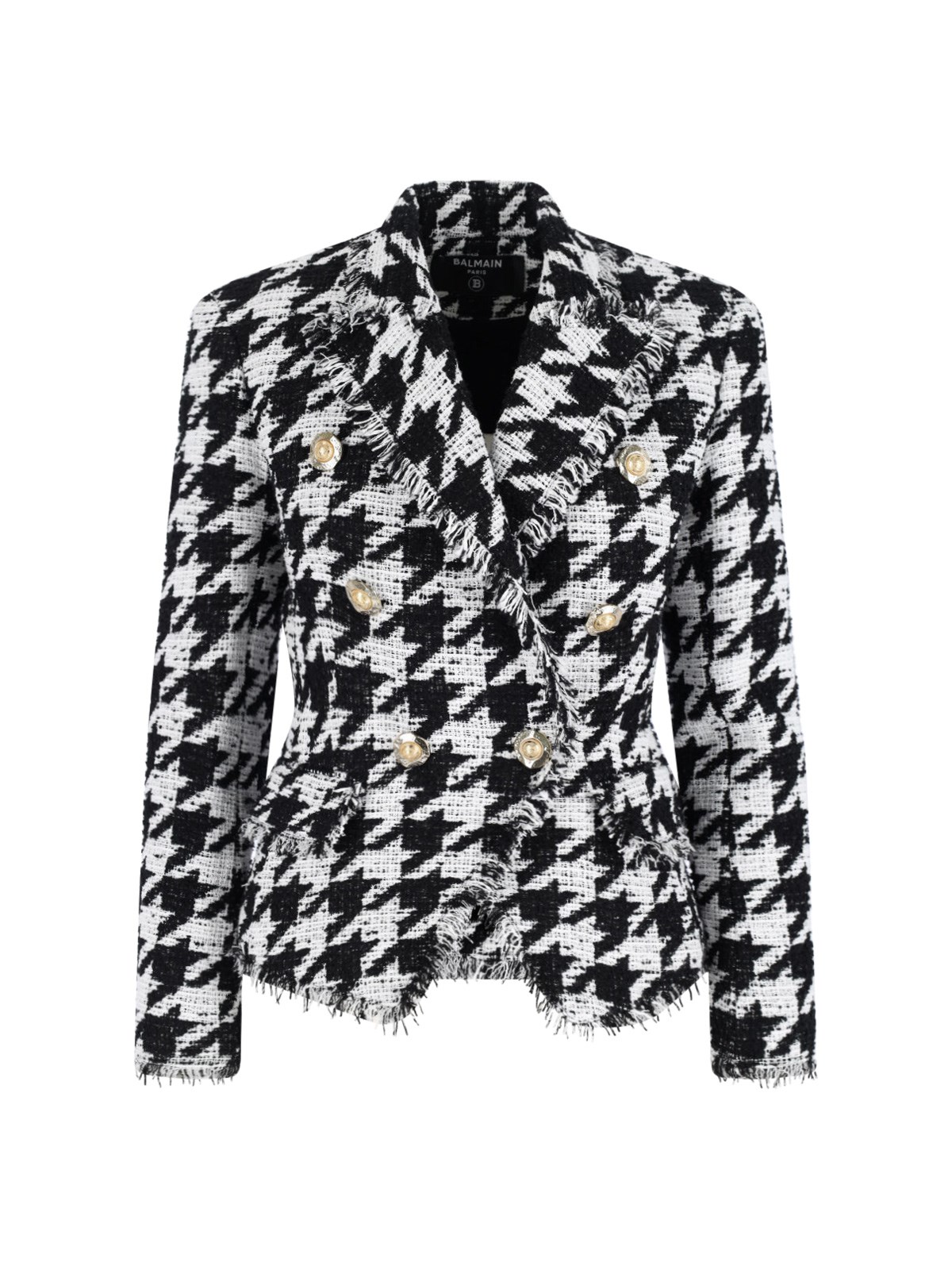 Balmain Double-breasted Tweed Blazer In Multi