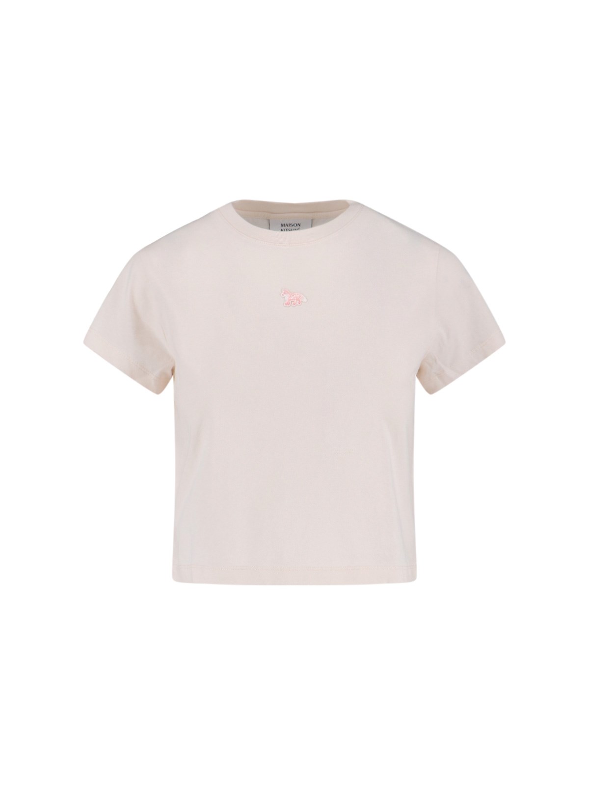 Maison Kitsuné Cropped Short Sleeve Crew Neck Top In Pink