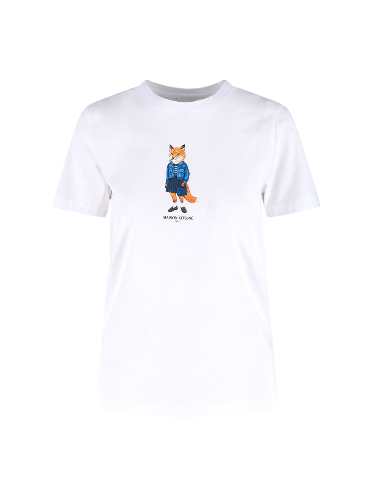Maison Kitsuné Dressed Fox Print Cotton T-shirt In White