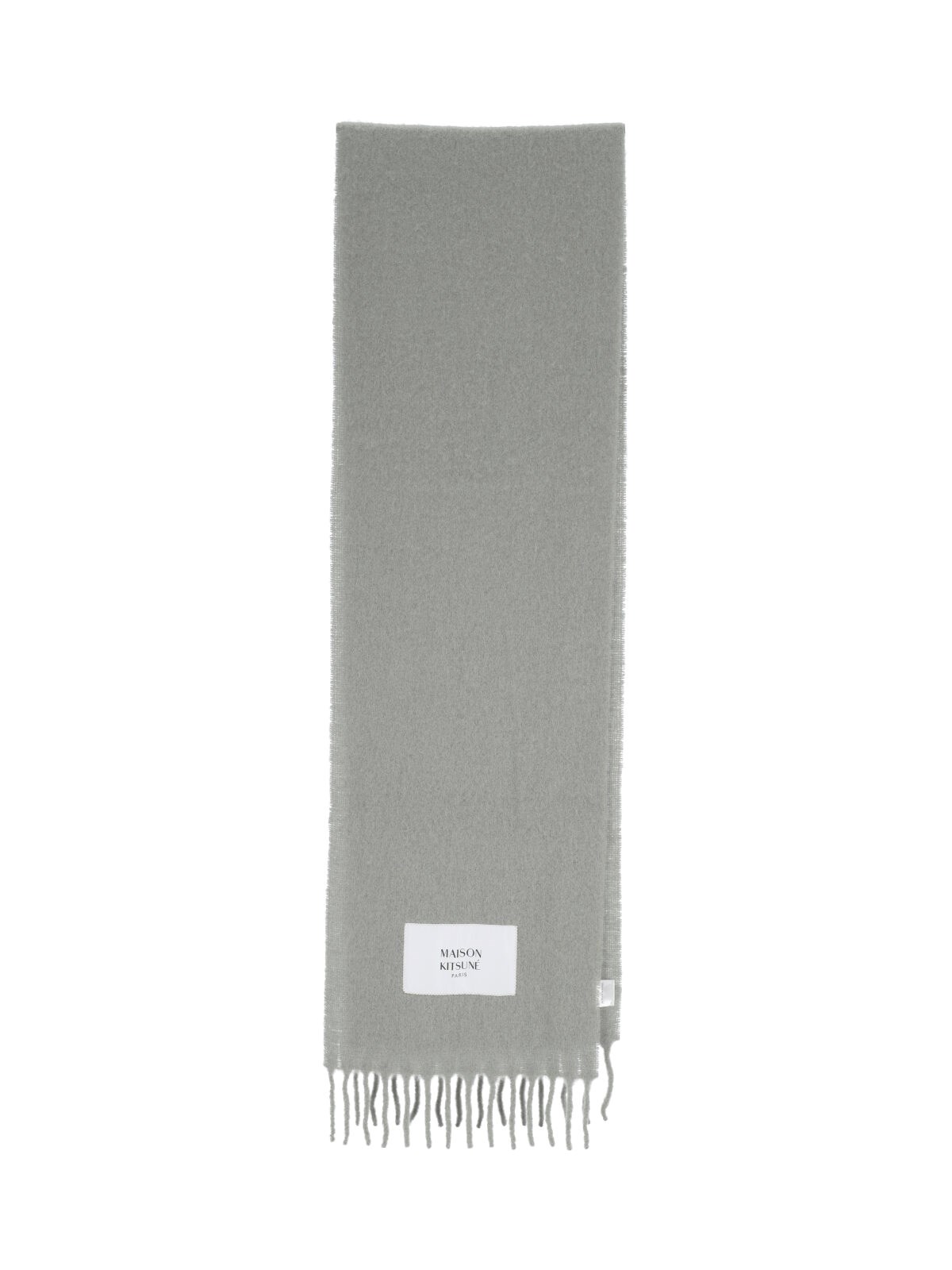 Maison Kitsuné Fringe Detail Scarf For Everyday Wear In Gray