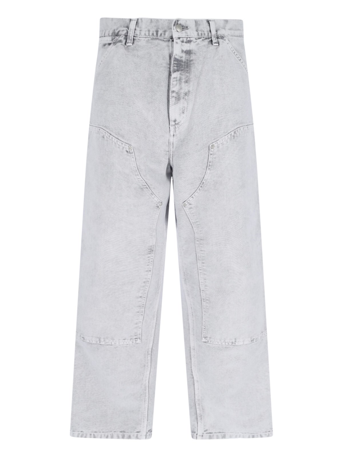 Carhartt Work In Progress Double Knee Organic Cotton Canvas Carpenter Pants In Gray