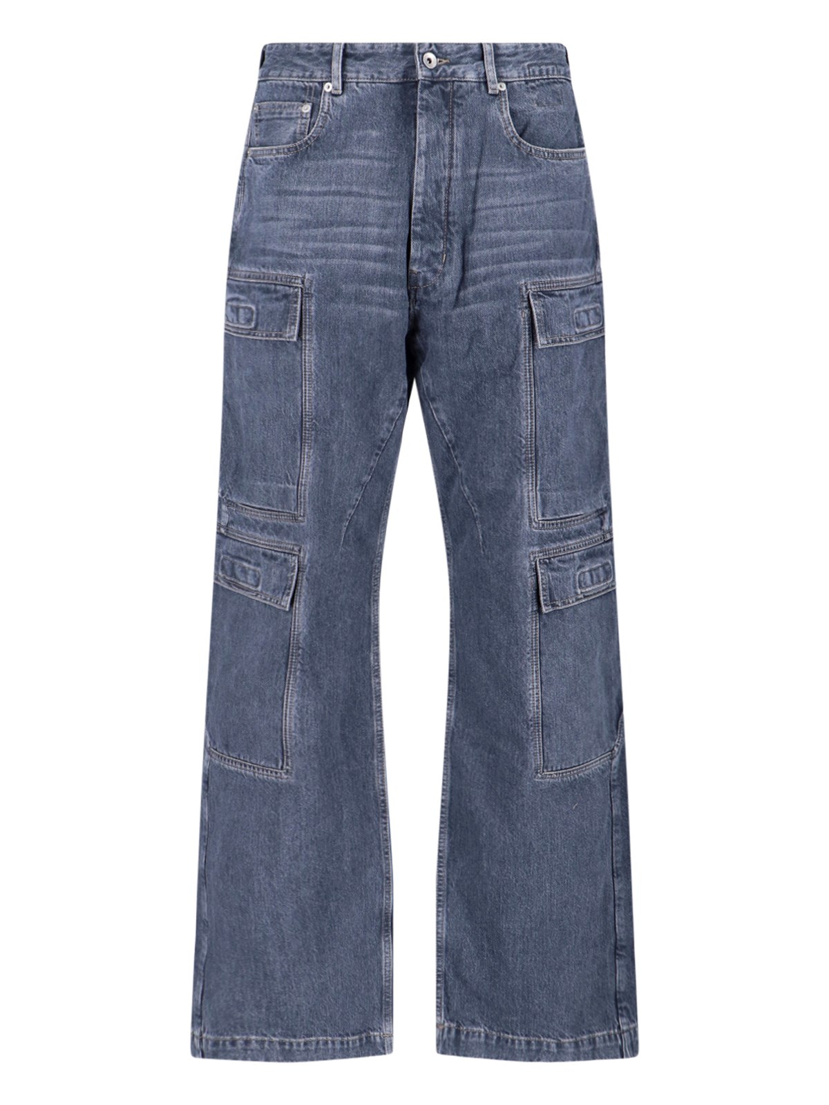 Rick Owens Drkshdw Straight Cargo Trousers Belt Loops In Blue