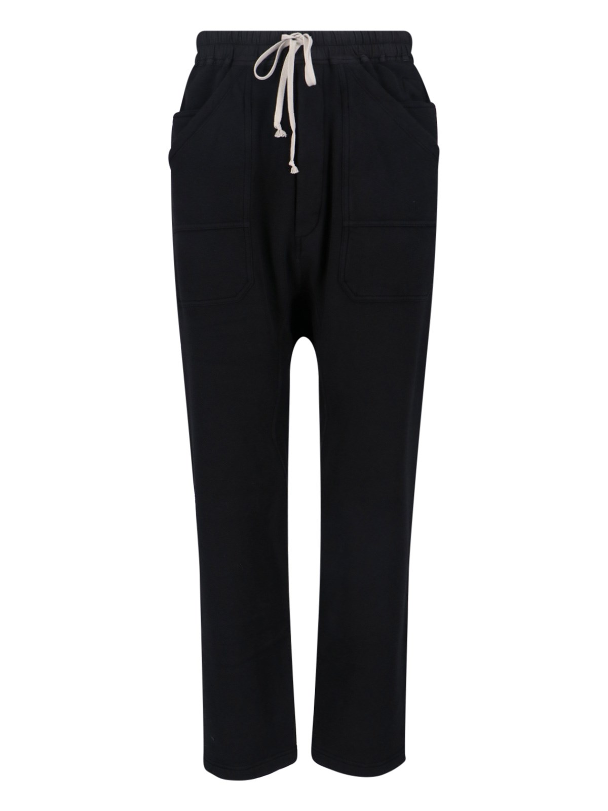 Rick Owens Drkshdw Straight Trousers With Elastic Waist And Pockets In Black