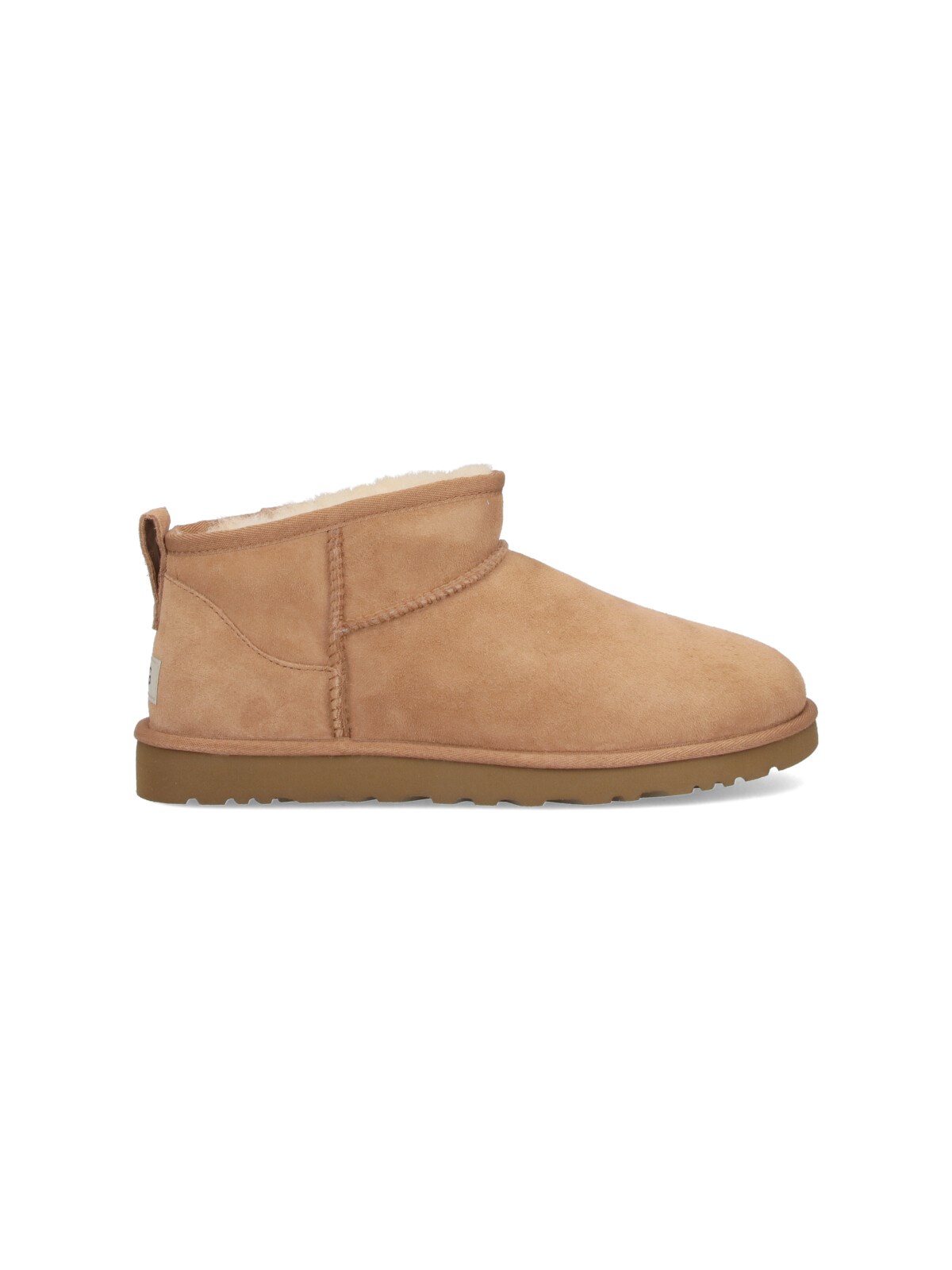 Ugg Classic Ultra Mini Low Heels Ankle Boots In Leather Color Suede In Brown