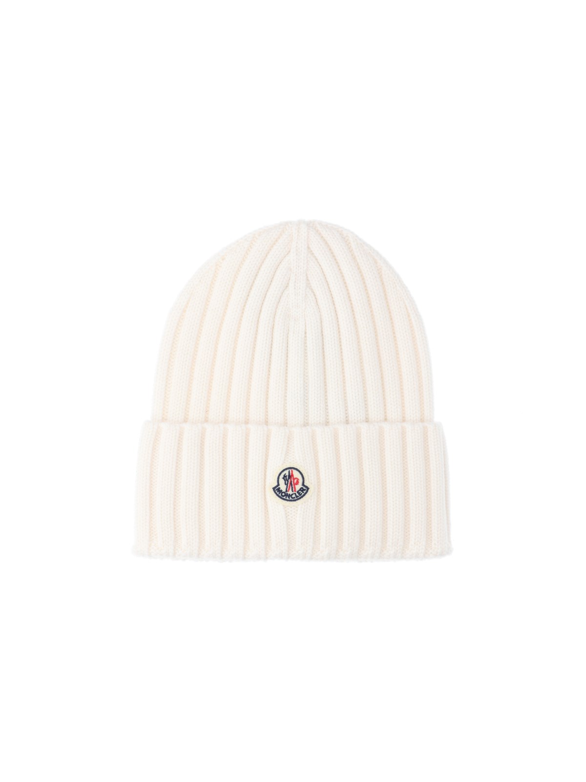 Moncler Logo Beanie In White