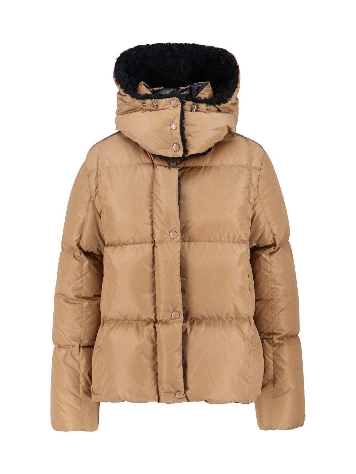 Moncler Hooded Down Jacket "castelnou" In Brown