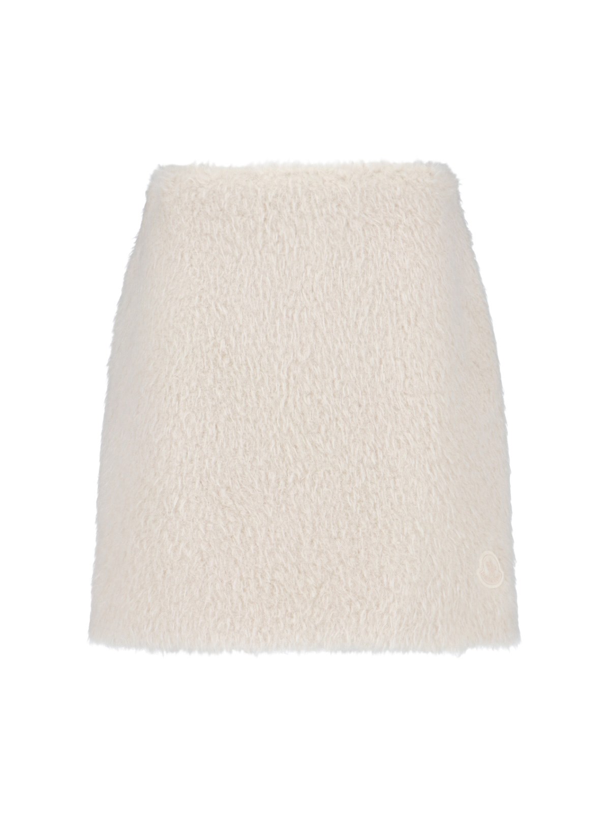Moncler Logo Faux Fur Miniskirt In Neutral