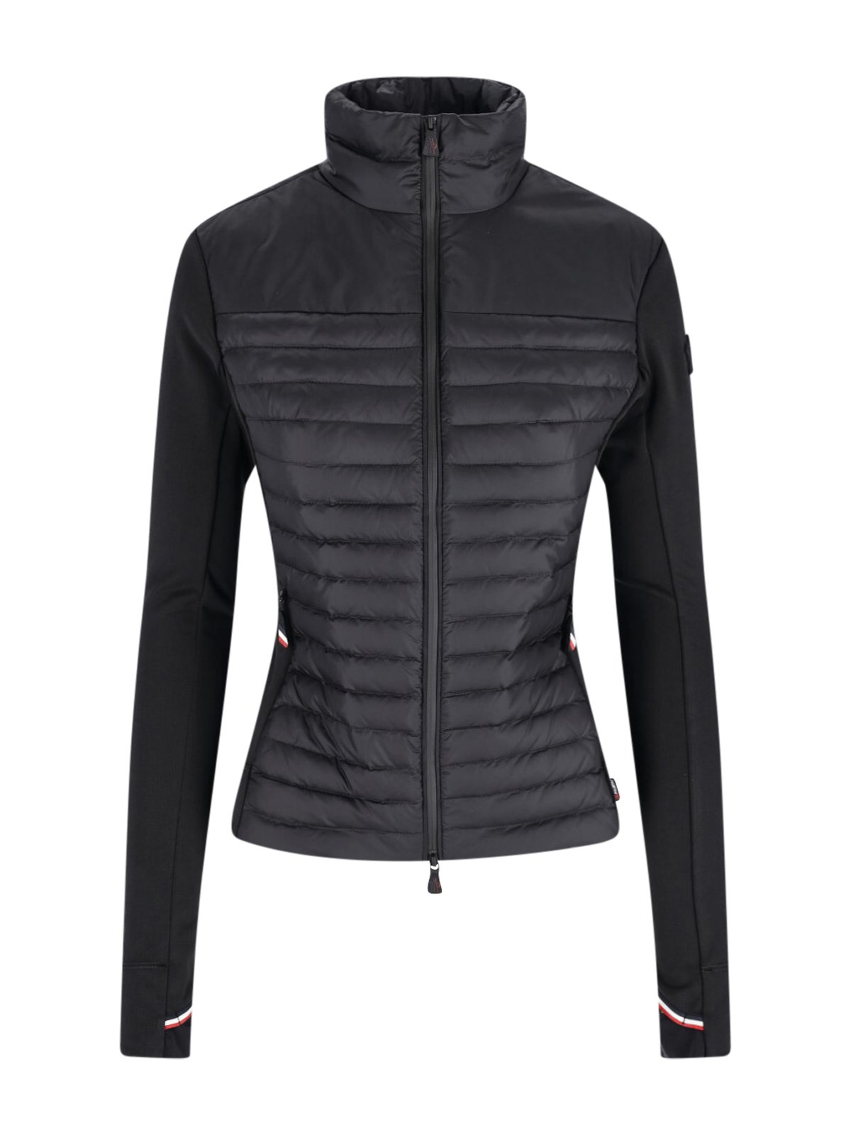 Moncler Quilted High Collar Long Sleeve Cardigan In Black