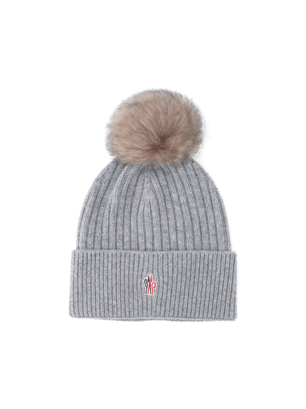 Moncler Cashmere Logo Beanie In Gray