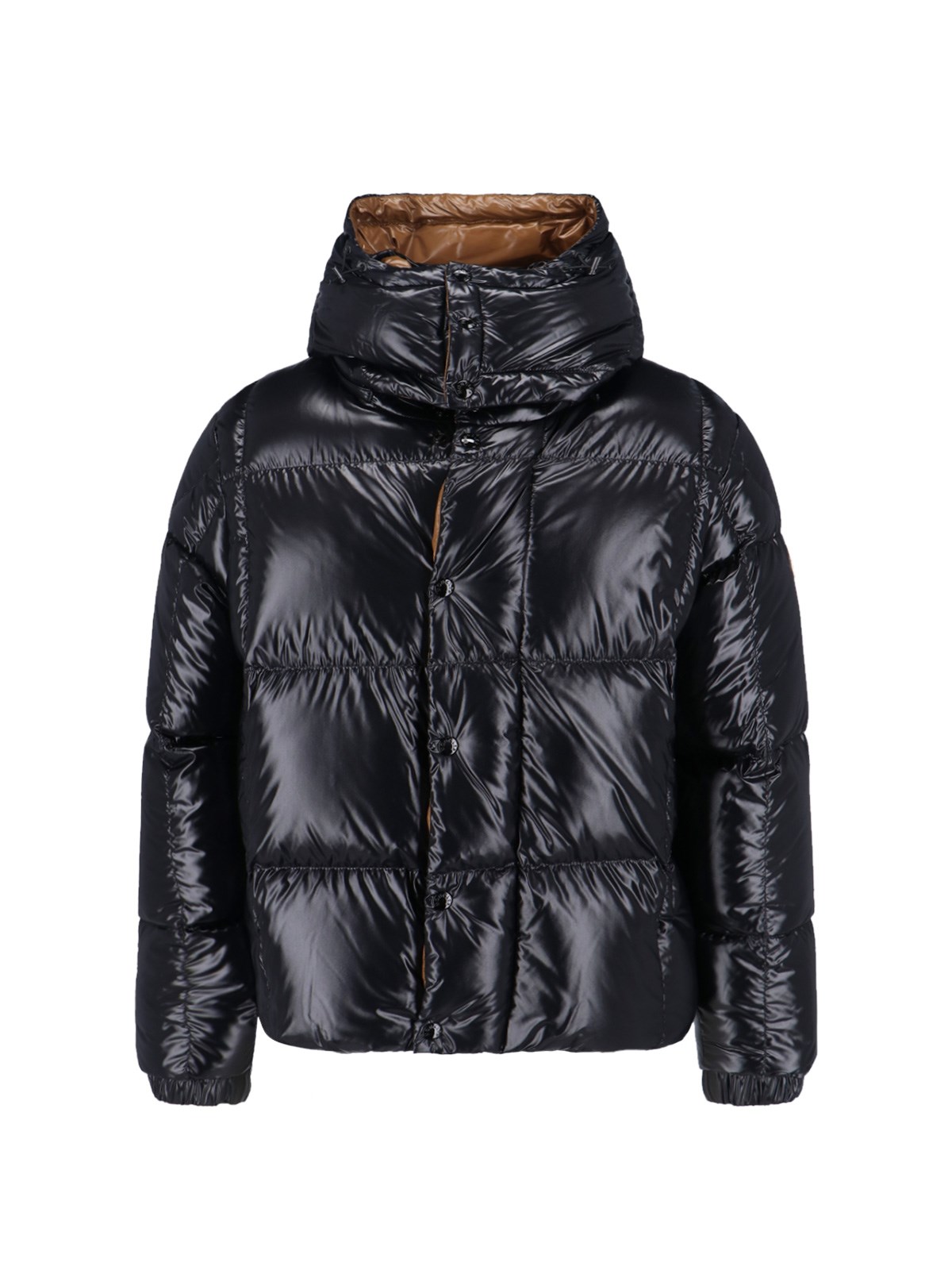 Moncler High Collar Hooded Quilted Down Jacket In Black