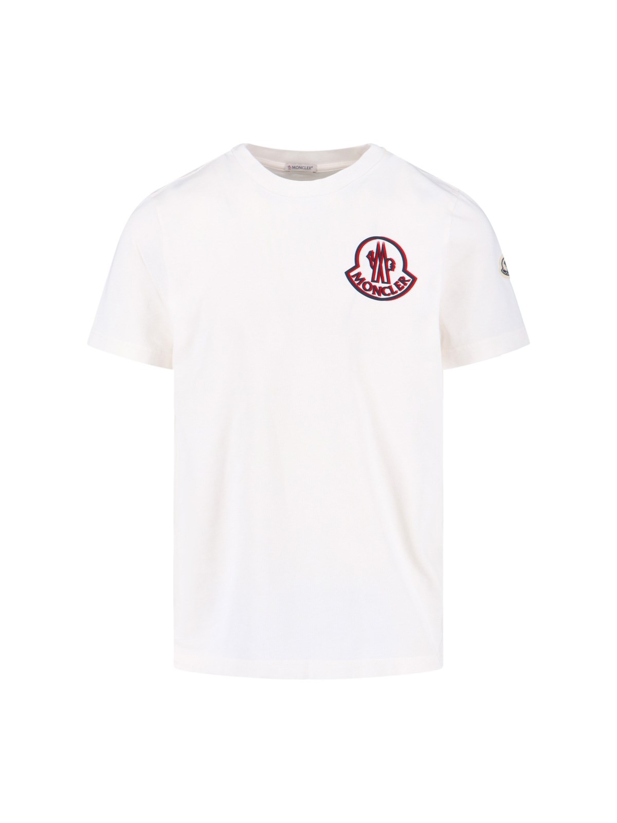 Moncler Flocked Logo T-shirt In Organic Cotton With Aesthetics In White