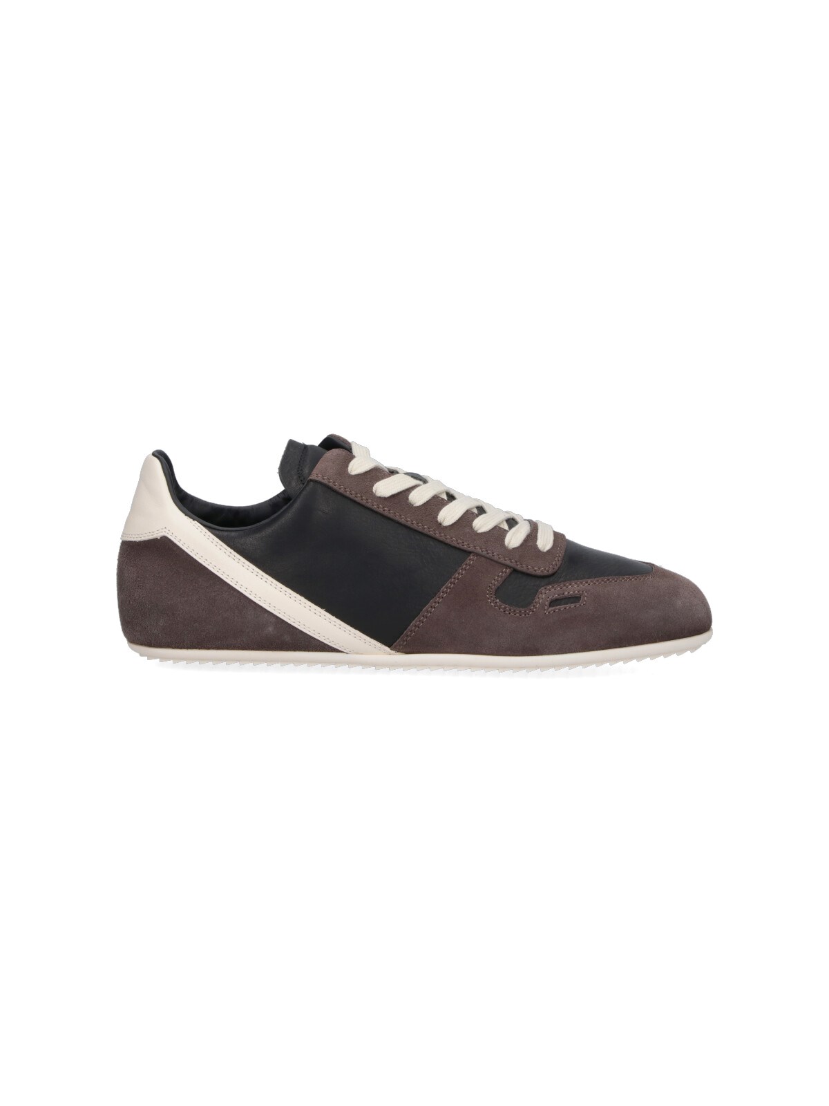 Rick Owens Panelled Suede And Leather Sneakers In Brown