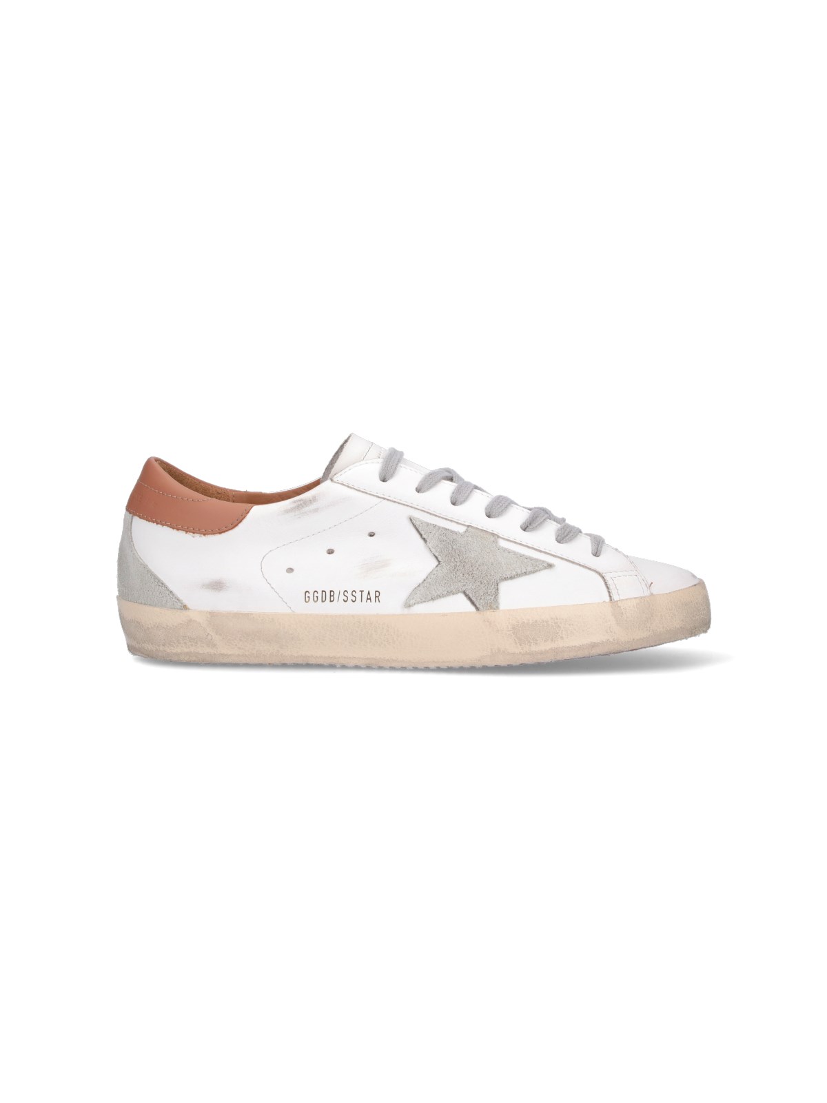 Golden Goose Super-star Sneakers With Ice-gray Suede Star And Light Brown Heel Tab Shoes
