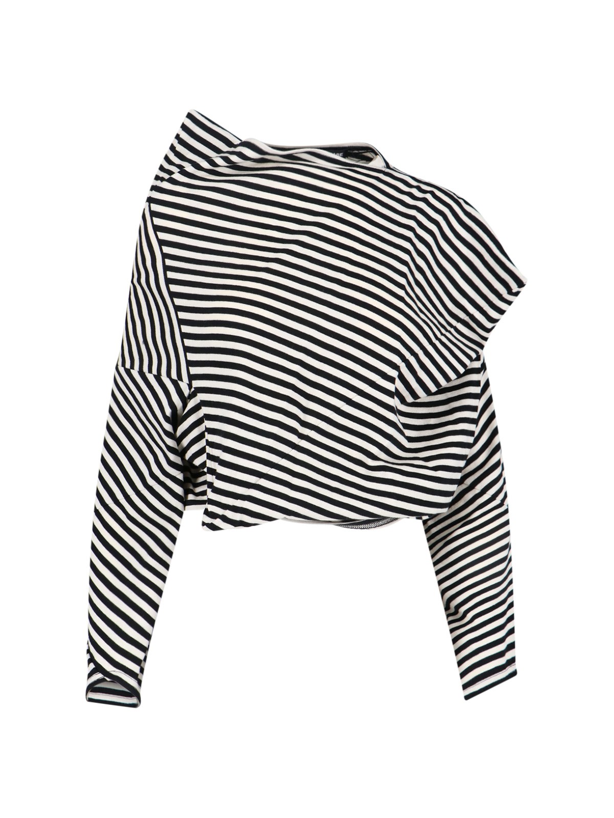 Junya Watanabe Striped Crop Sweater In Black