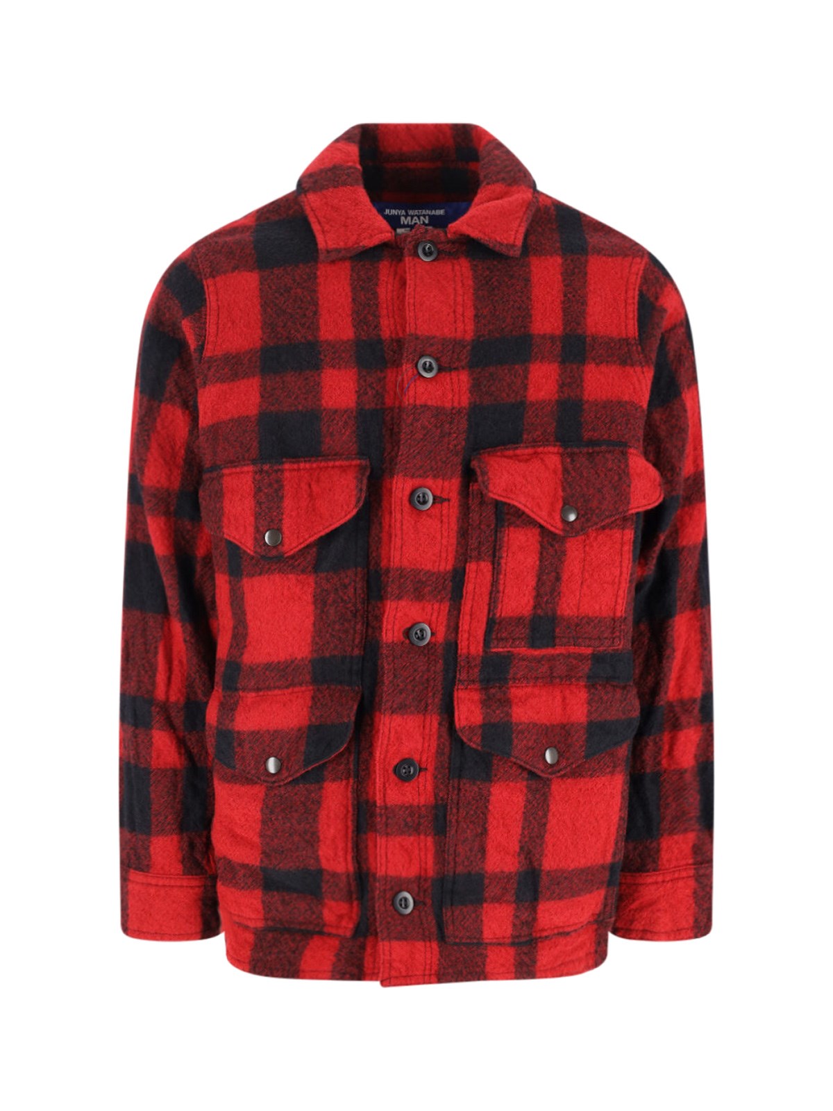 Junya Watanabe Checked Pattern Collared Shirt Jacket In Red