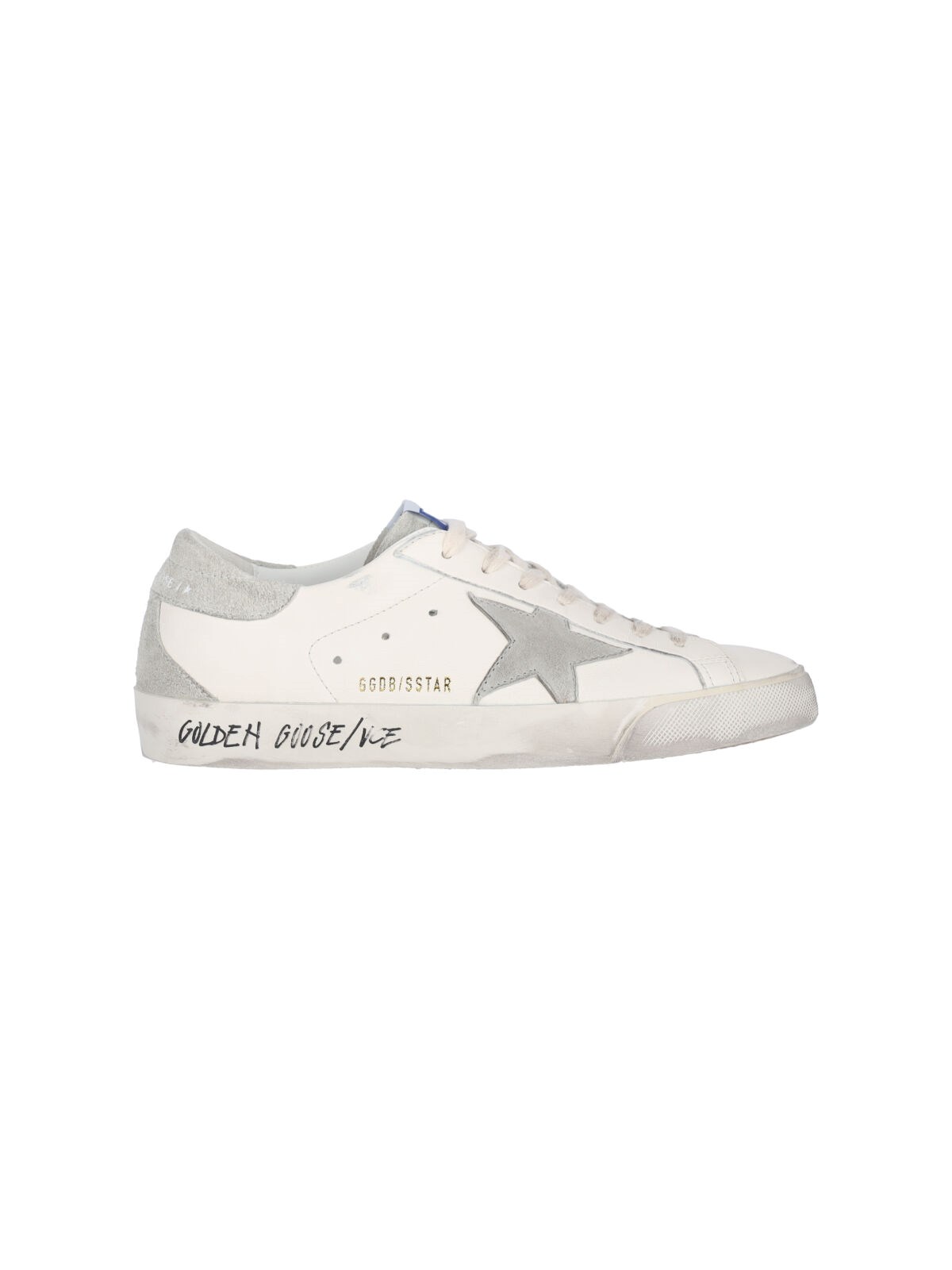 Golden Goose Super-star Nappa Upper Nabuk Star Suede Tongue Heel And Spur In White