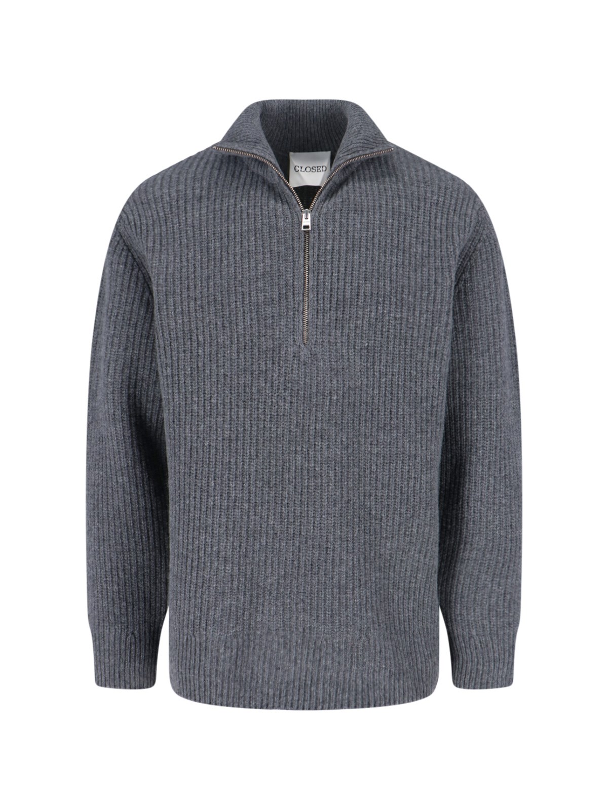 Closed Classic Grey Sweater With Round Neckline In Gray