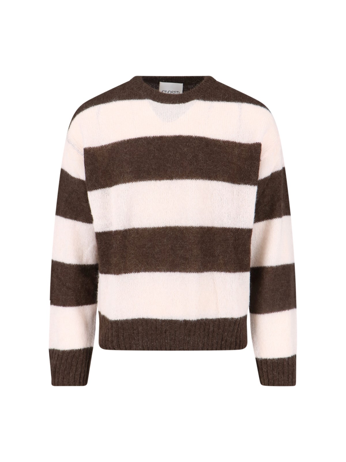 Closed Striped Crew-neck Sweater In Brown