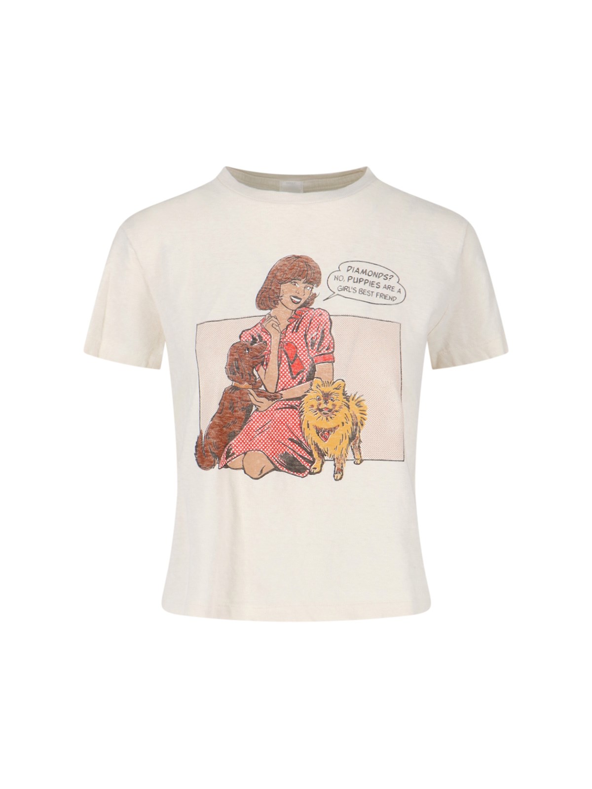 Re/done Graphic Print Crew Neck Short Sleeve Top In White
