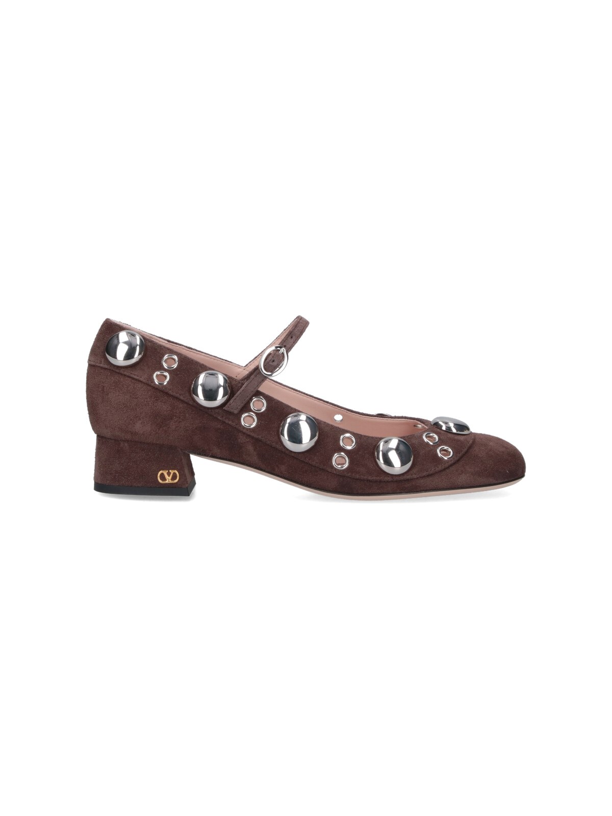 Valentino Stylish Block Heel Round Toe Pumps In Brown