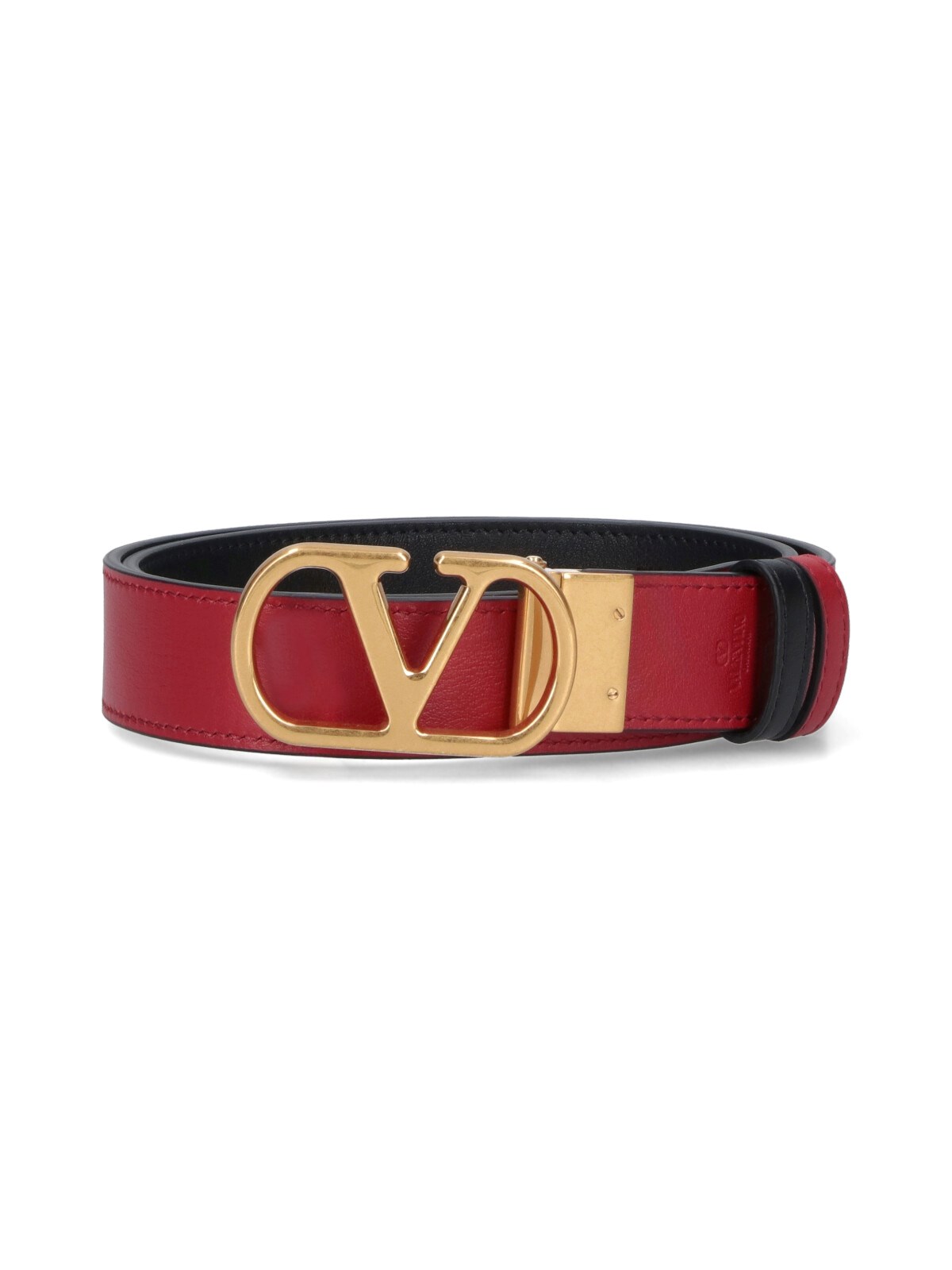 Valentino Black and Red Reversible Belt with Gold Buckle 80/85