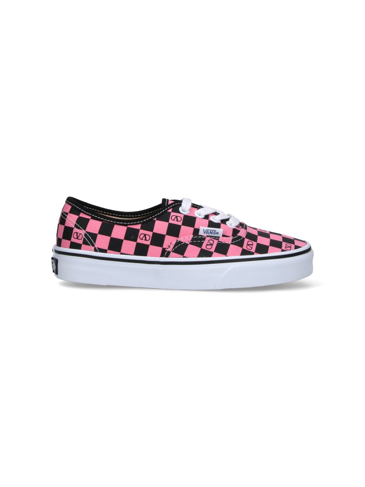 Valentino Garavani And Vans Low-top Trainer In Fabric With Vlogo Checkerboard Print In Pink