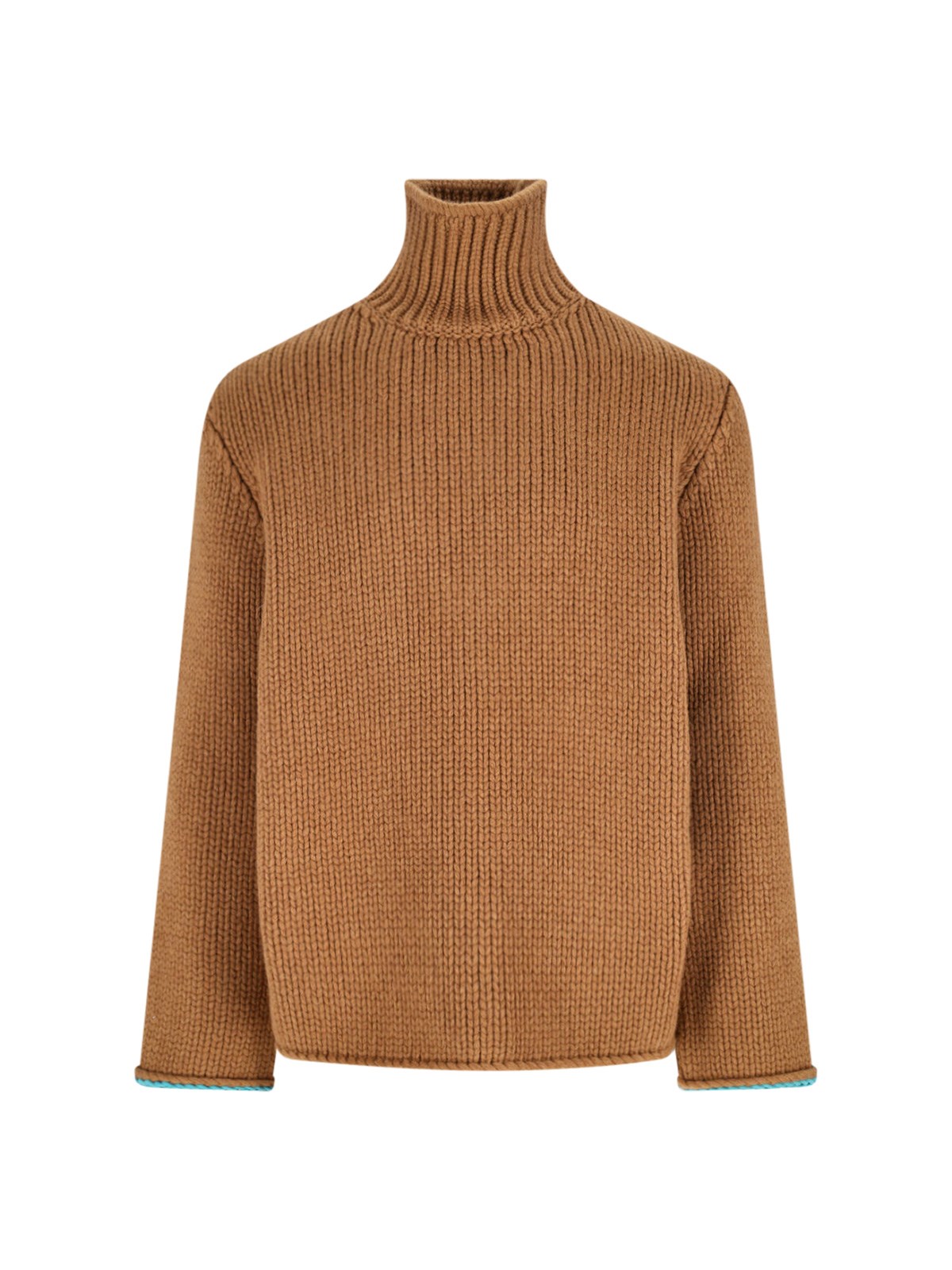 Loewe Mens Tan Turtleneck Knitted Wool Sweater In Brown