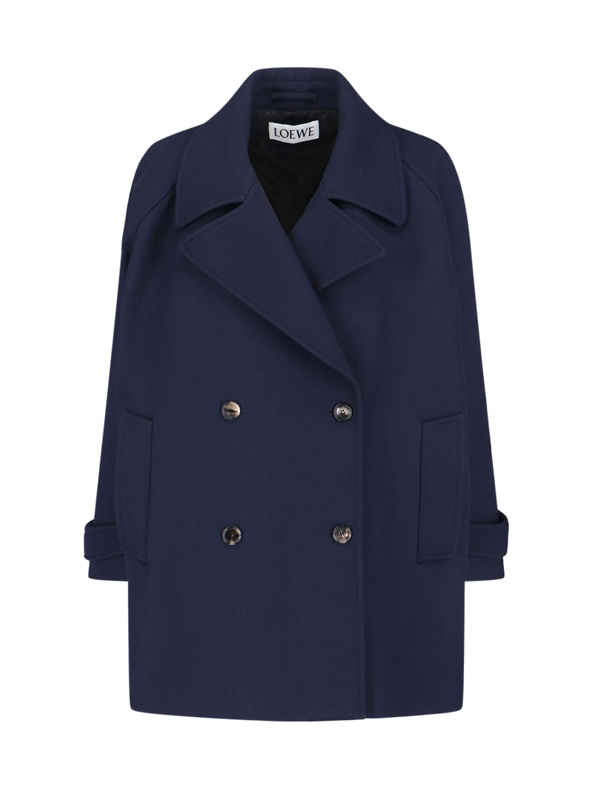 Loewe Double-breasted Wool Coat In Blue