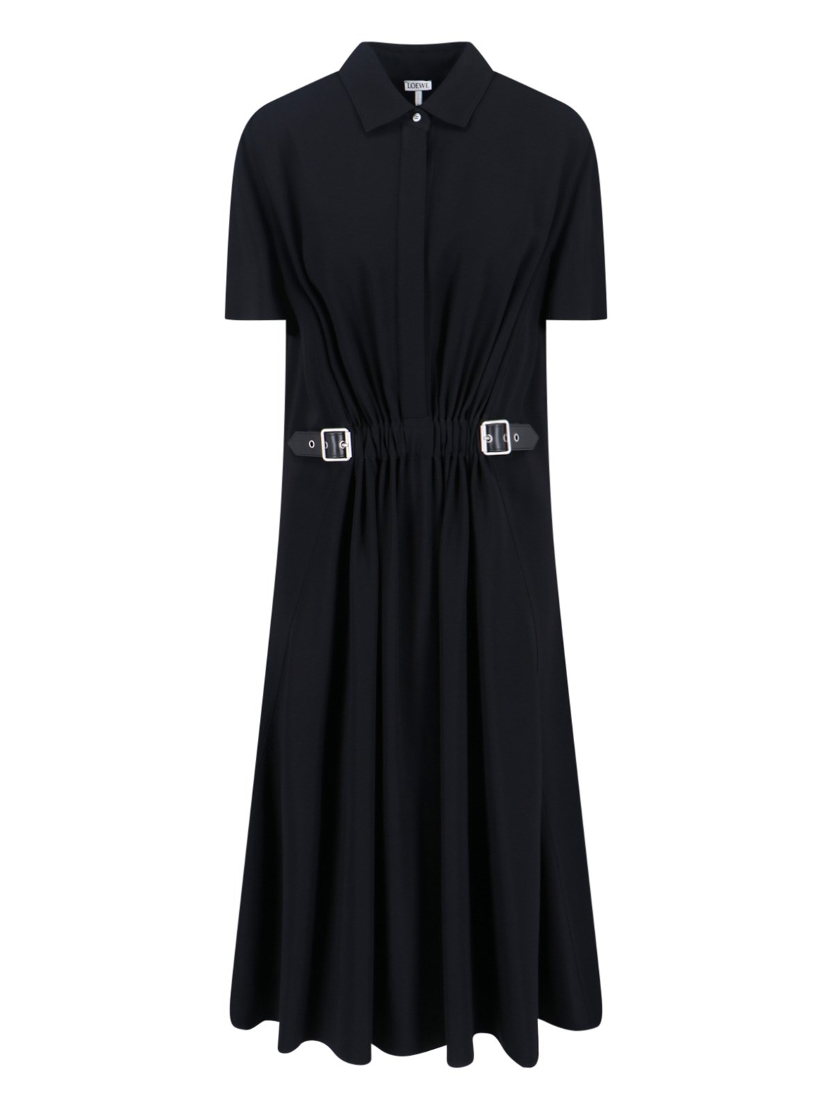 Loewe Midi Dress Featuring Belted Waist In Black