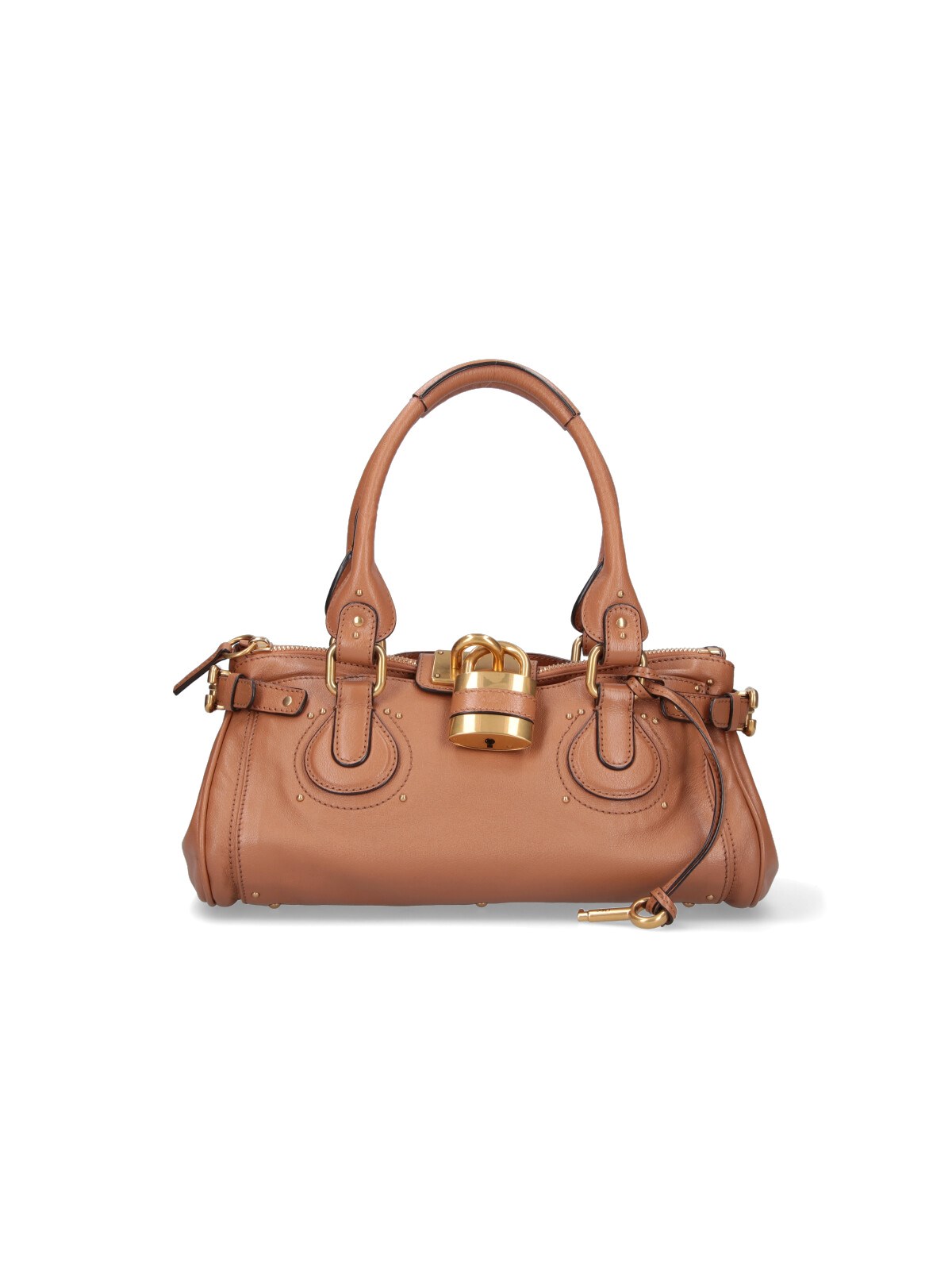Chloé Paddington Padlock Shoulder Bag In Leather In Brown