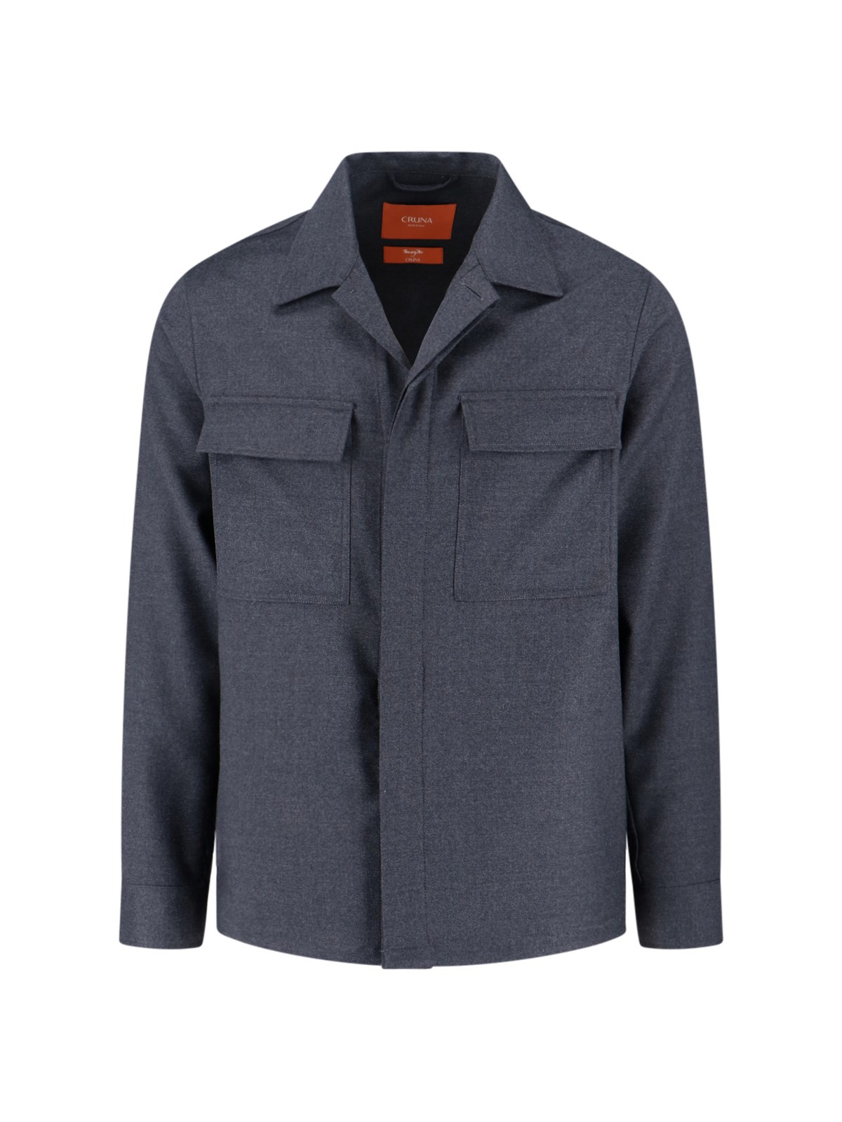 Cruna Structured Grey Virgin Wool Shirt Jacket In Blue