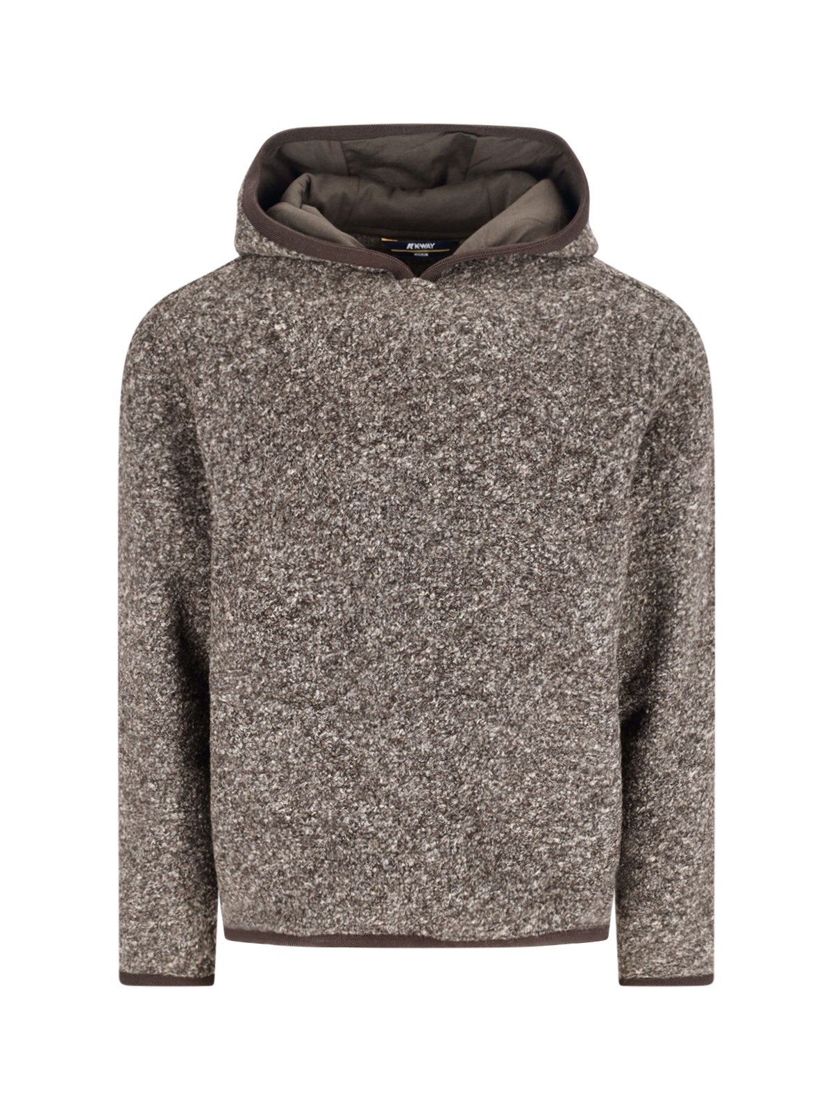 K-way Hooded Long Sleeve Textured Knit Sweater In Brown