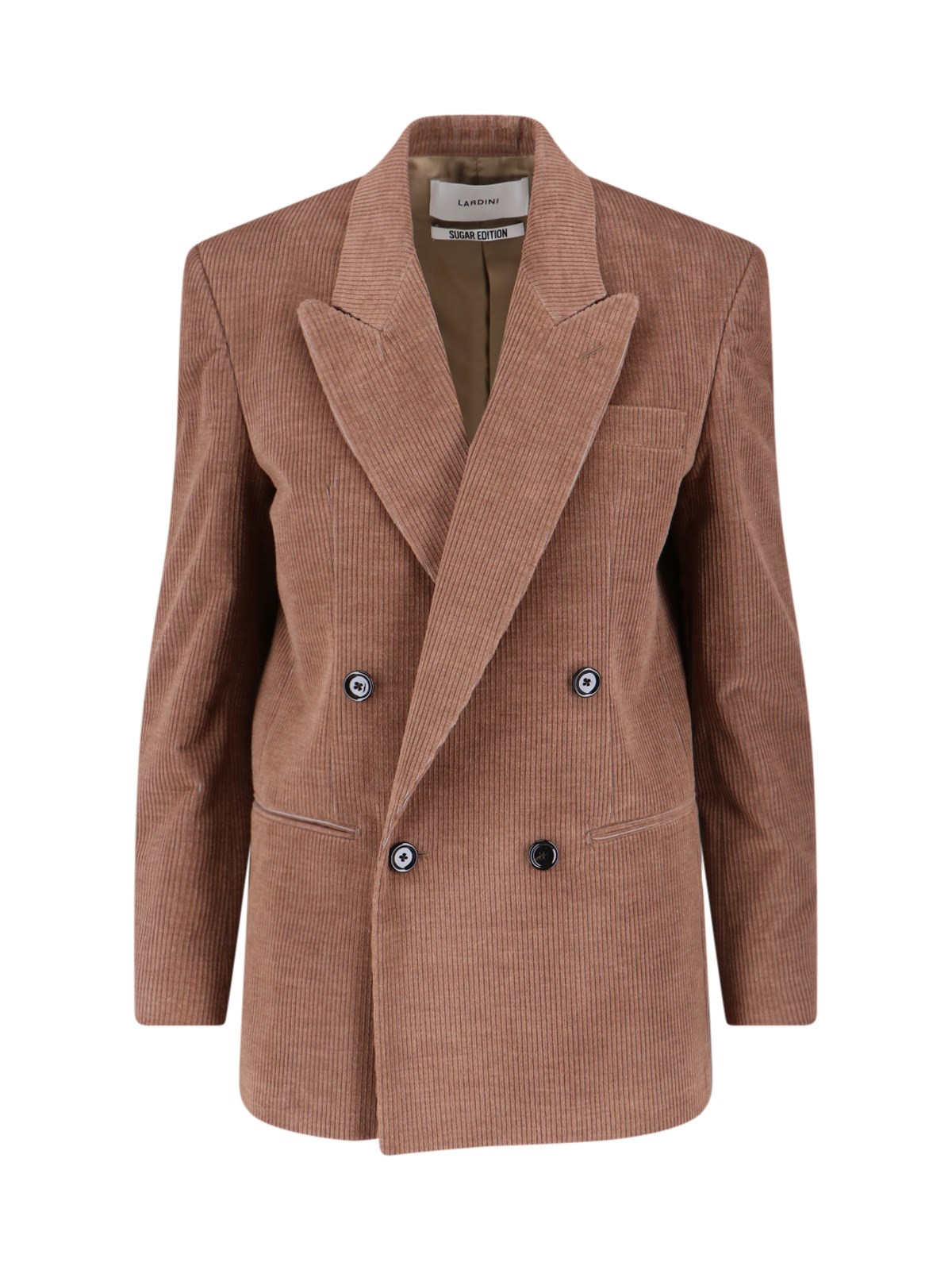 Lardini Corduroy Double-breasted Blazer Notched Lapels In Brown