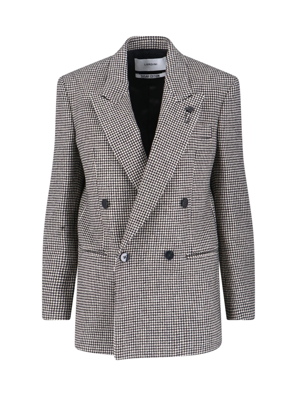 Lardini Double-breasted Wool Blend Blazer In Black