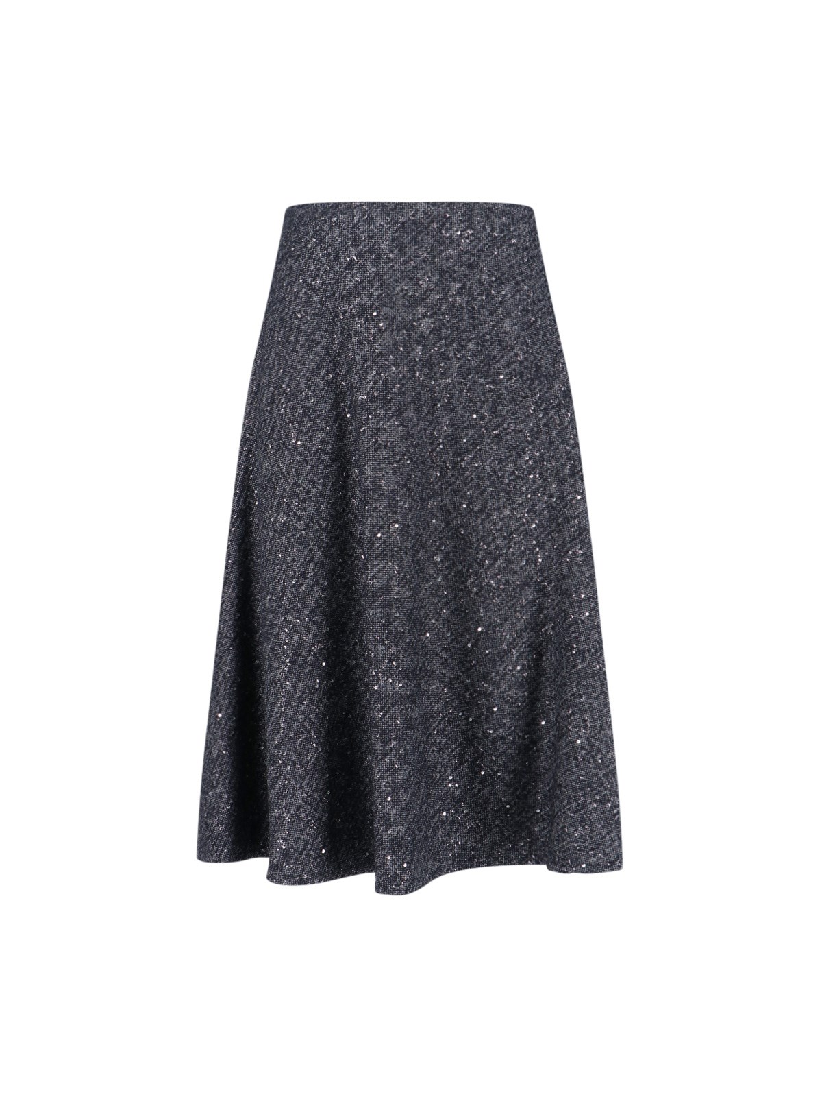 Tagliatore Flared Grey Skirt With Textured Fabric And Sequined Detail In Gray