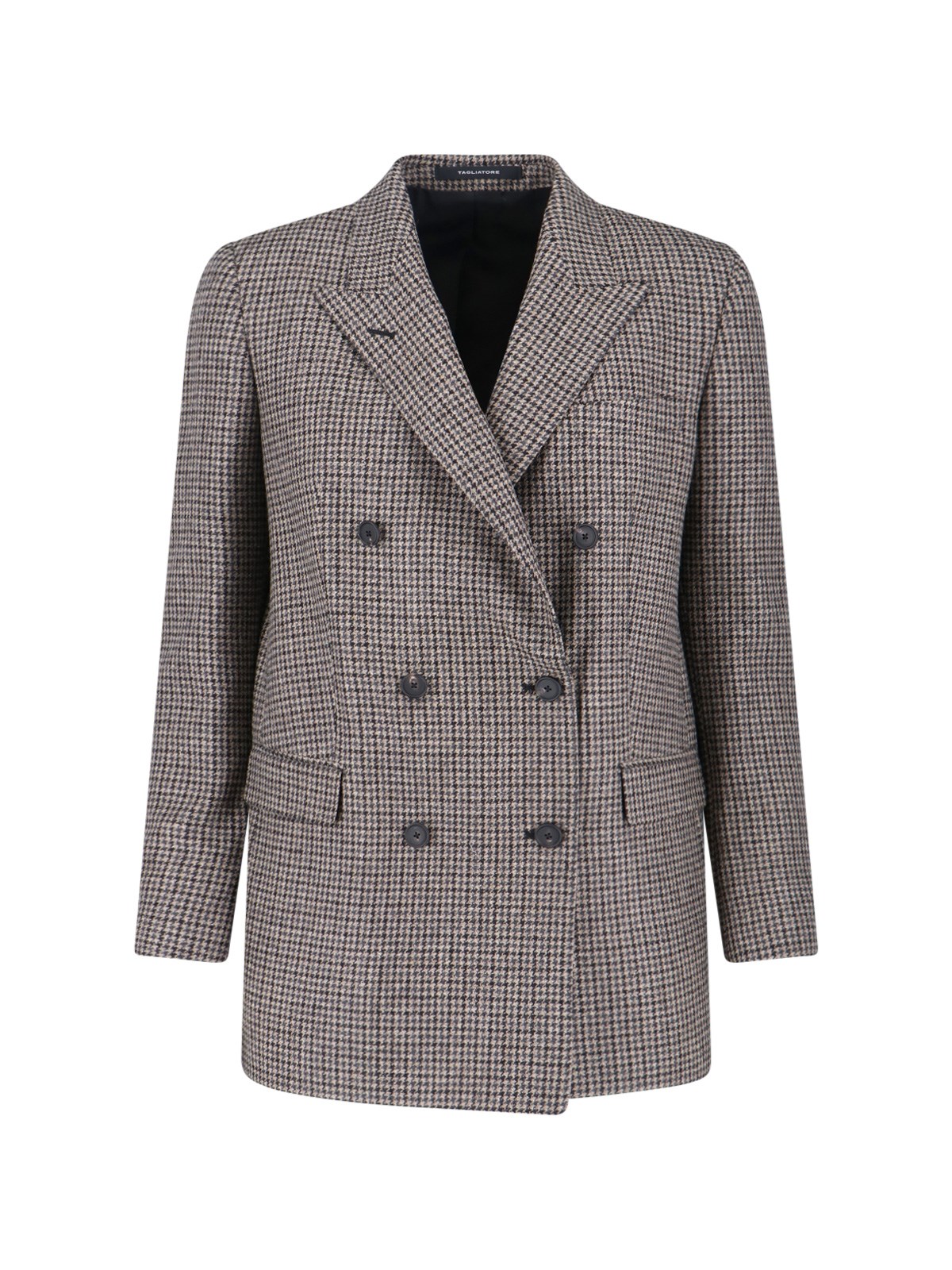 Tagliatore Double-breasted Houndstooth Jacket With Tailored Silhouette In Multi
