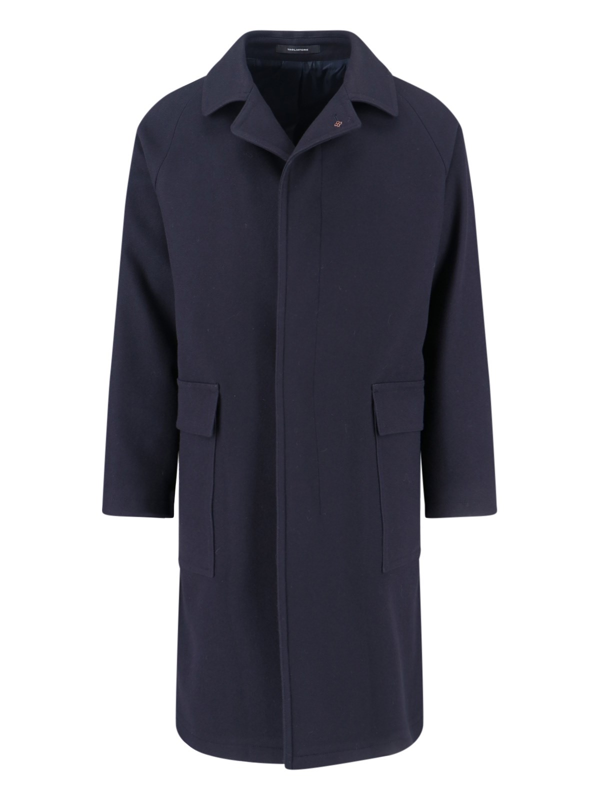 Tagliatore Blue Jacket With Classic Collar And Concealed Button Placket In Blue