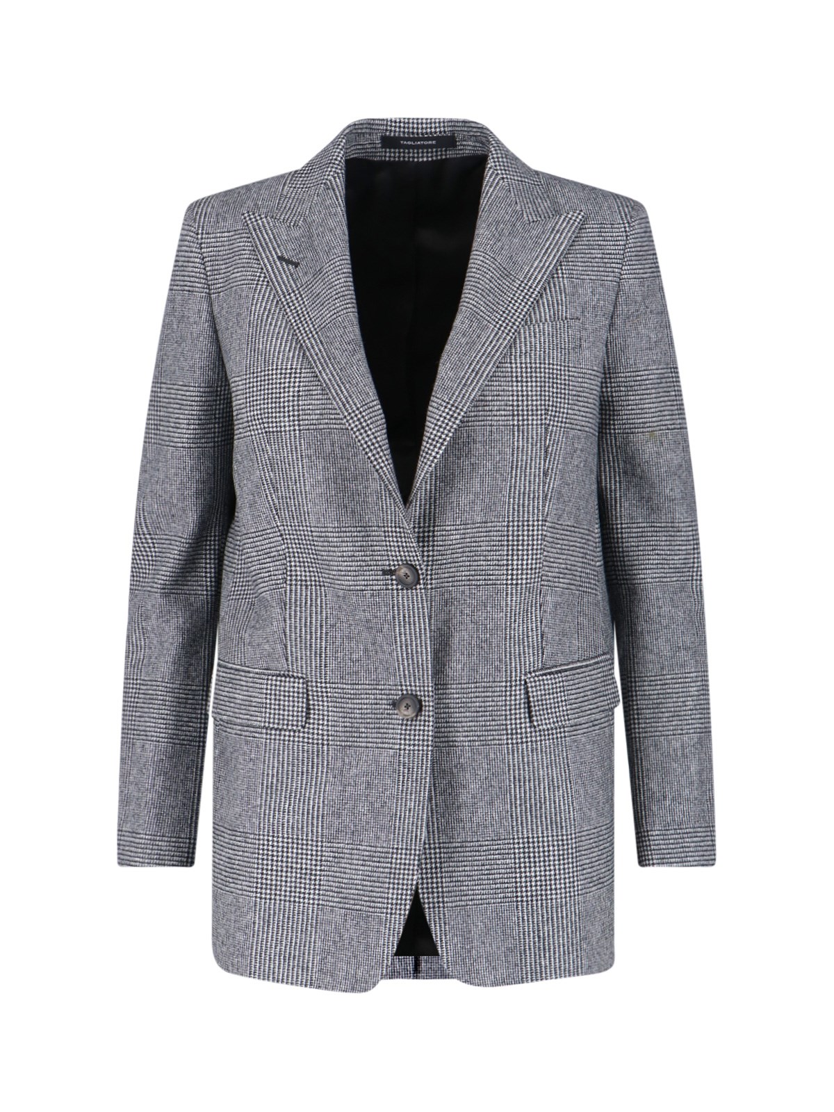 Tagliatore Check Pattern Notch Lapel Front Pockets Blazer In Gray