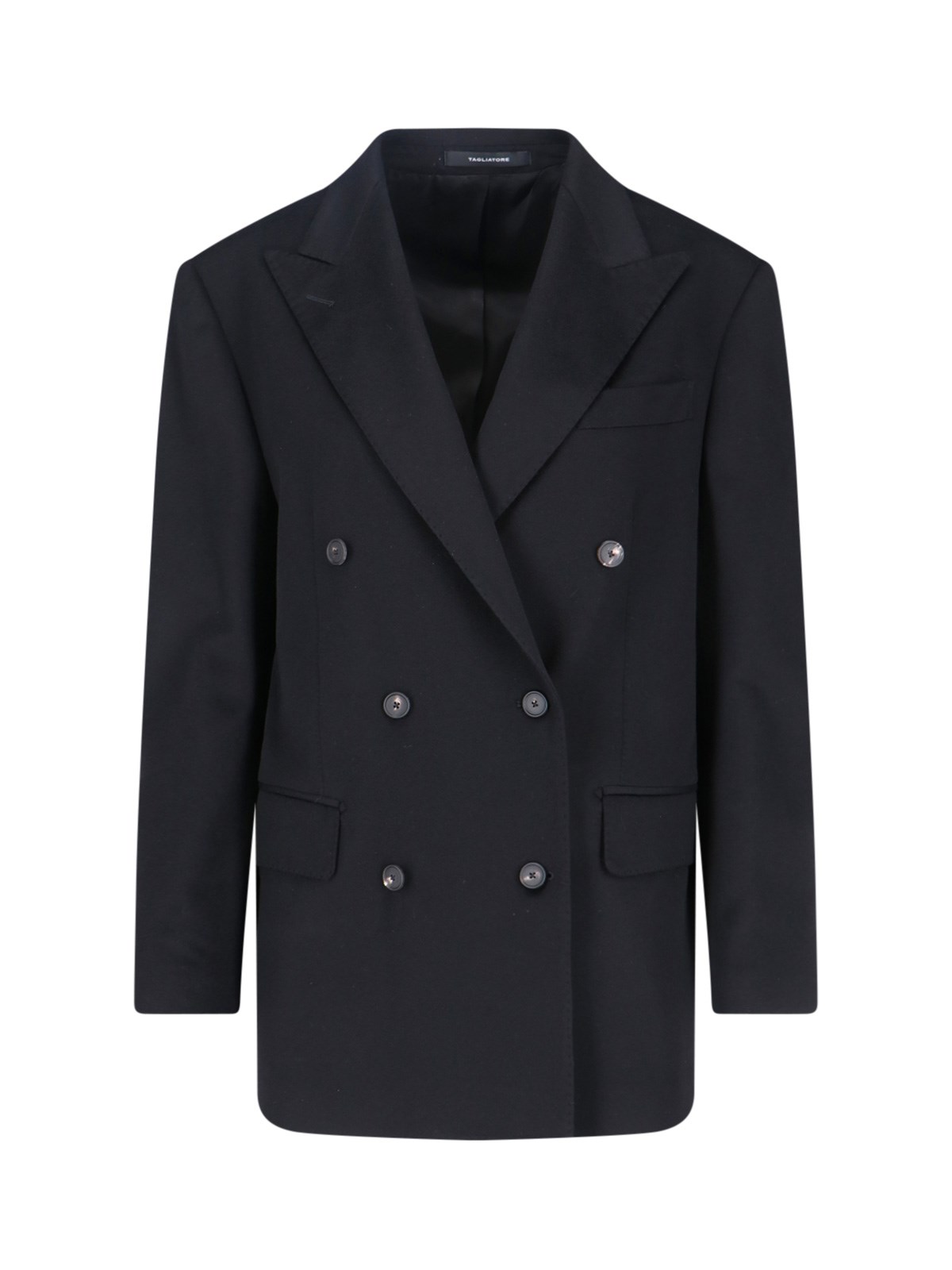 Tagliatore Double-breasted Blazer Featuring Buttoned Cuffs In Black