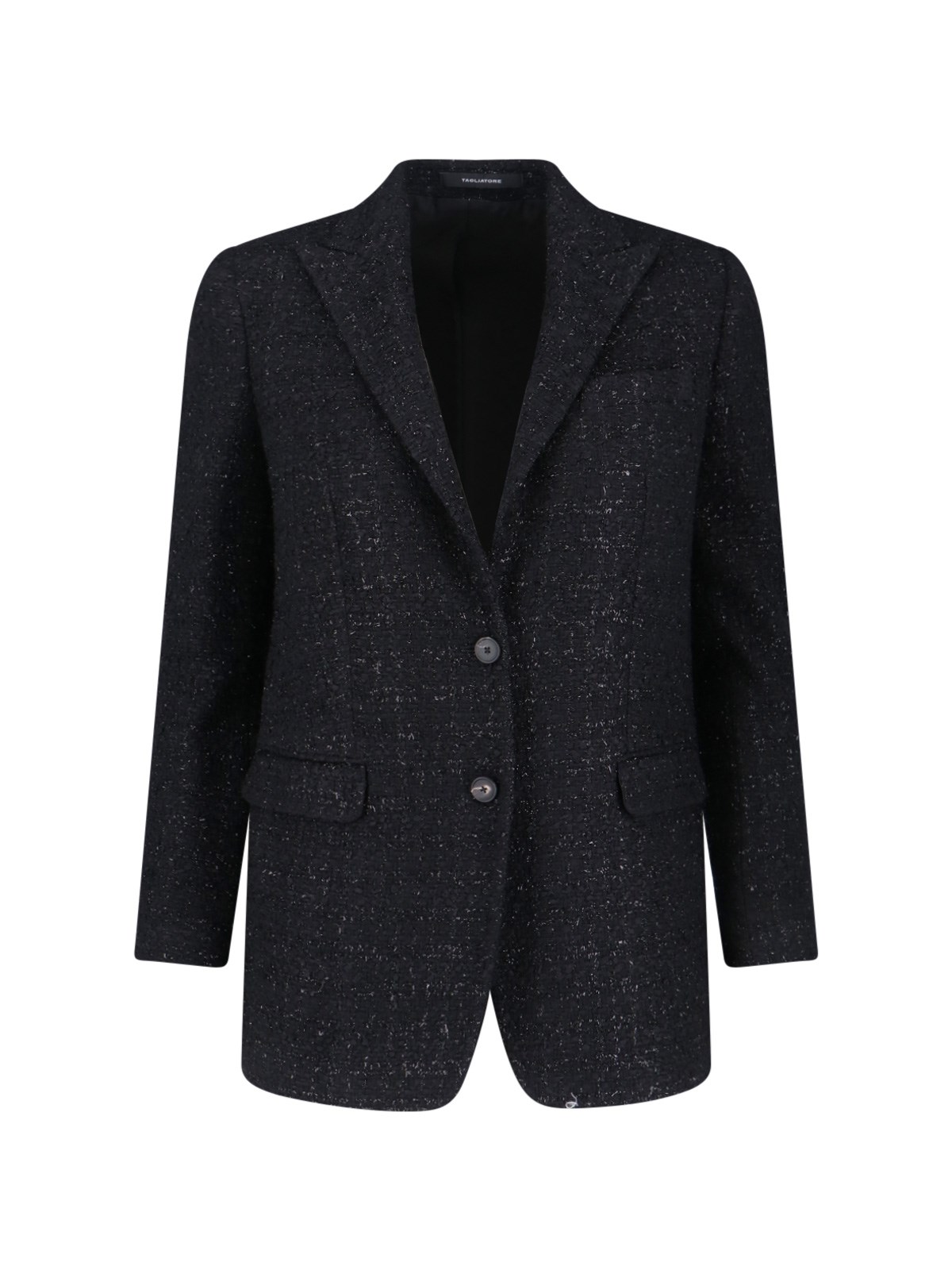 Tagliatore Tailored Black Jacket With Notched Lapel And Textured Fabric In Black