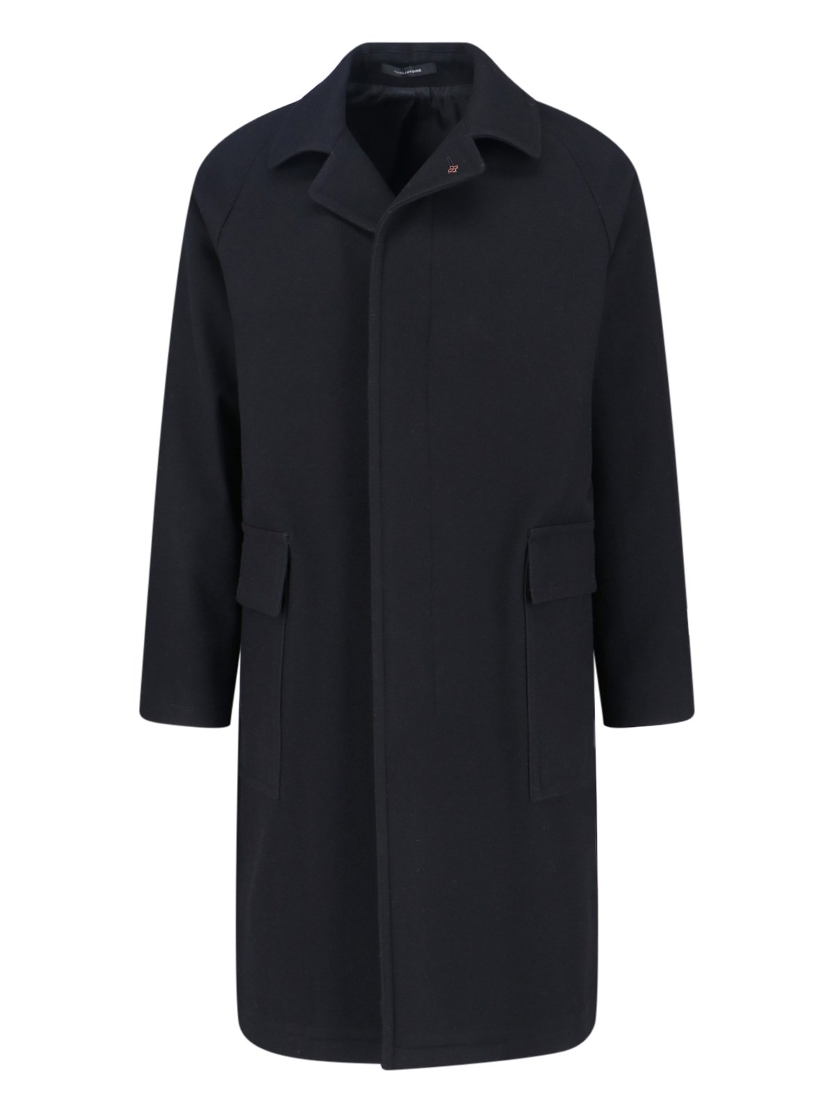 Tagliatore Straight Cut Coat With Concealed Button Placket In Black